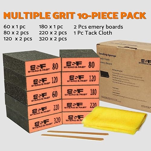 Miniatura 20 de Esponja de lijado, 60 80 120 220 bloque de lijado de grano fino medio grueso, esponjas de lijadora para paneles de yeso, bloques de lijado