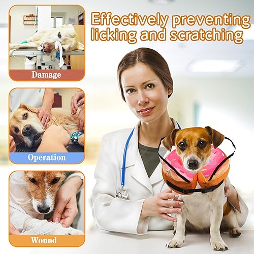Miniatura 2 de Collar inflable de cono para perro, cono de recuperación para mascotas después de la cirugía, collar de dona para perros pequeños, medianos y