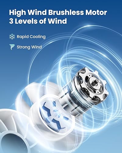 Miniatura 2 de Gaiatop Mini ventilador portátil, ventiladores de mano de 3 velocidades con linterna de visualización de energía, batería recargable USB,