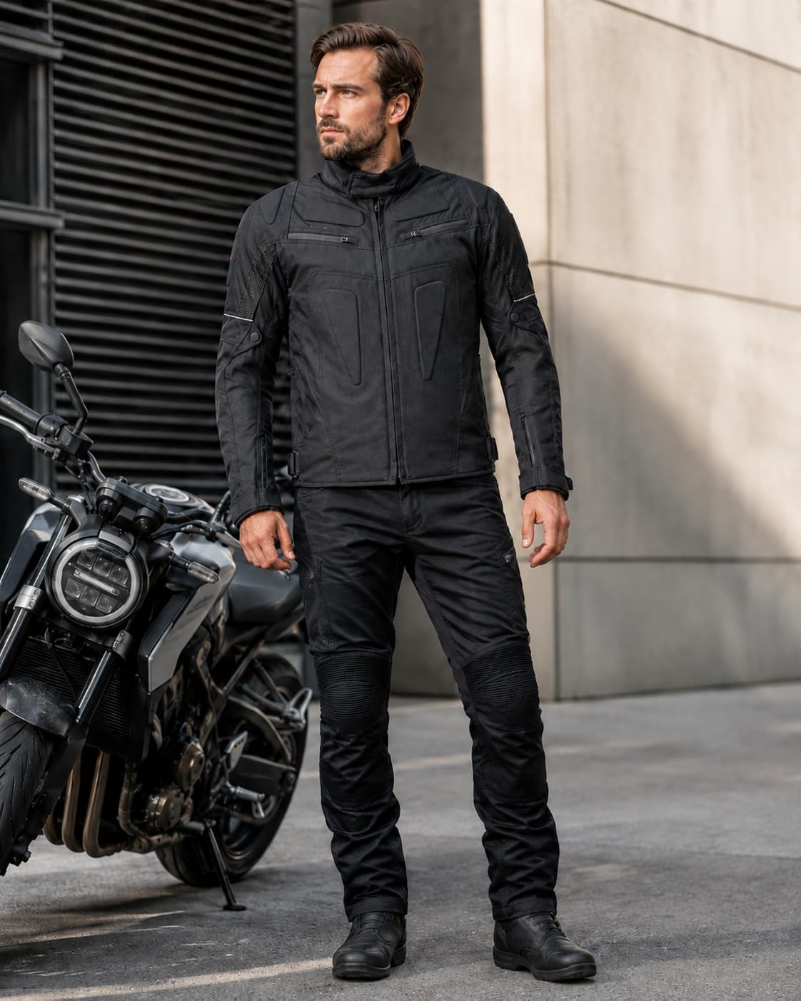 ROLEFF RACEWEAR Krótka kurtka motocyklowa z membraną przeciwdeszczową, protektorami CE i podszewką termiczną