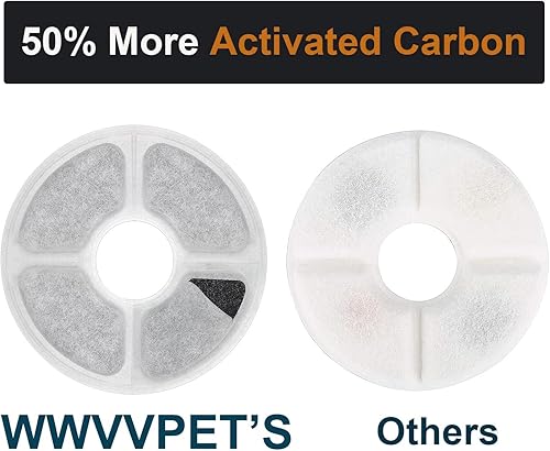 Miniatura 2 de Filtros de fuente de agua para gatos, paquete de 12, 50% más de filtros de carbón activado, filtros de repuesto originales de fuente de flores de