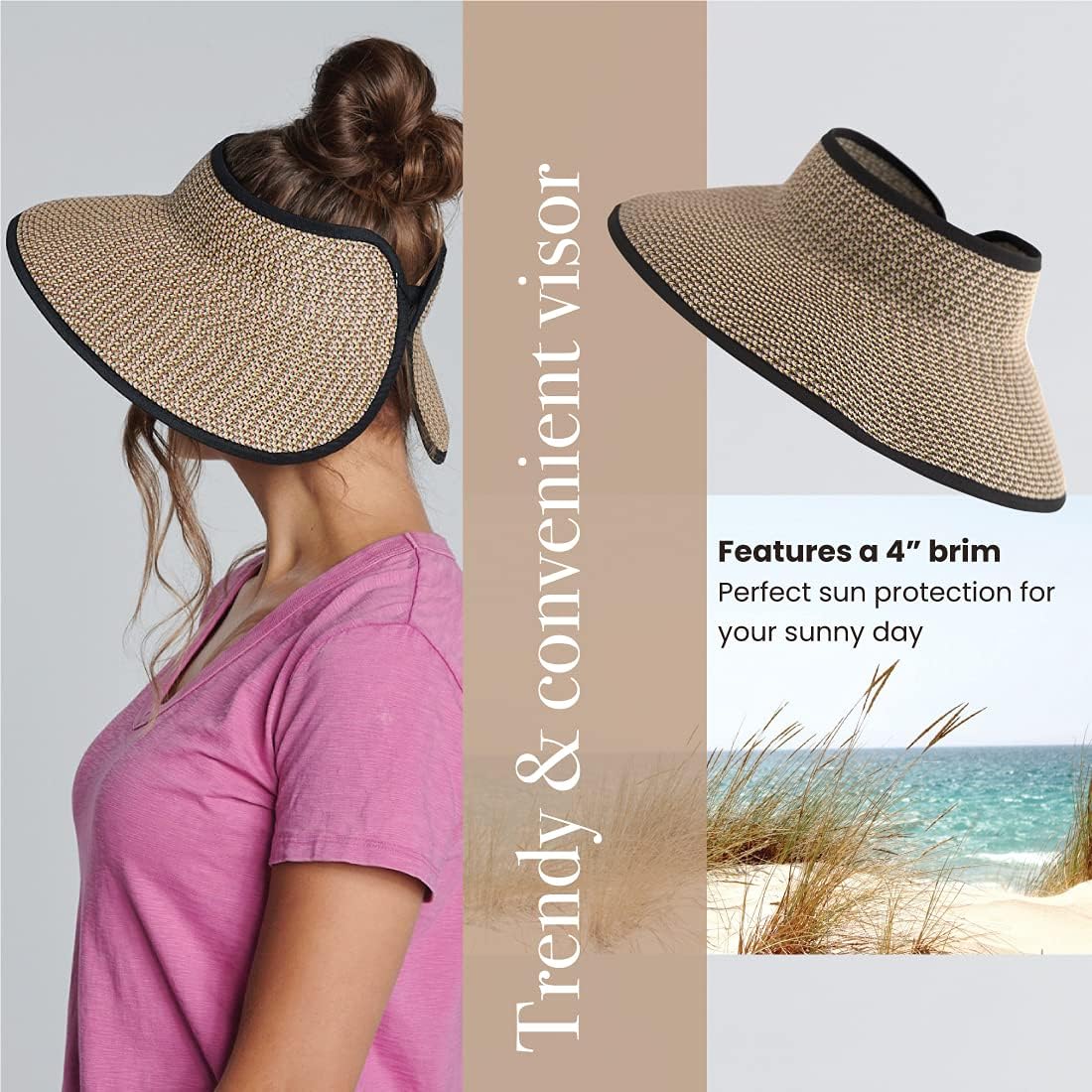 San Diego Hat Co. Womens Ultrabraid Visor with Ribbon Binding, and Sweatband - Image 4