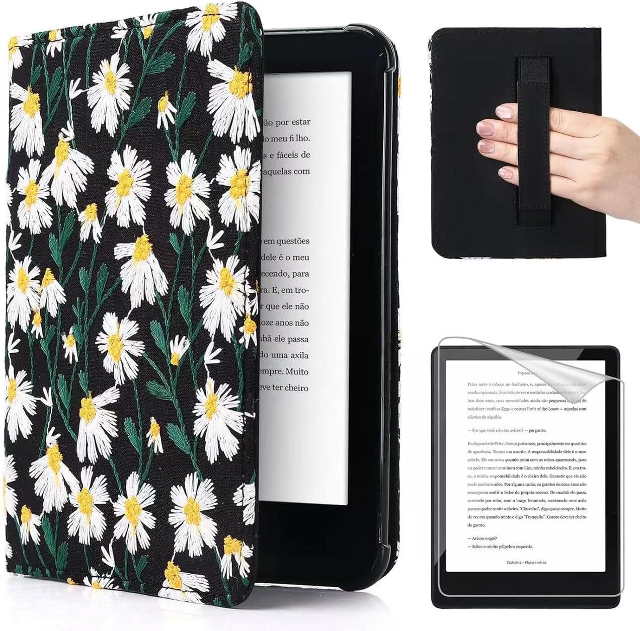 Exquisitely Hand-Embroidered Case for All-New Kindle Paperwhite 12th Gen 2024 (7") & Kindle Colorsoft Signature Edition 2024 (7") - with Auto Wake/Sleep (Black)