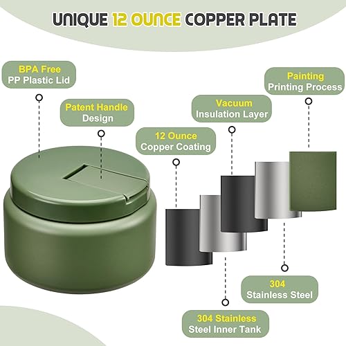 Miniatura 65 de Termo de sopa de 13.5 onzas para niños con tapa de hebilla, recipiente de comida aislado al vacío, boca ancha, a prueba de fugas, acero inoxidable