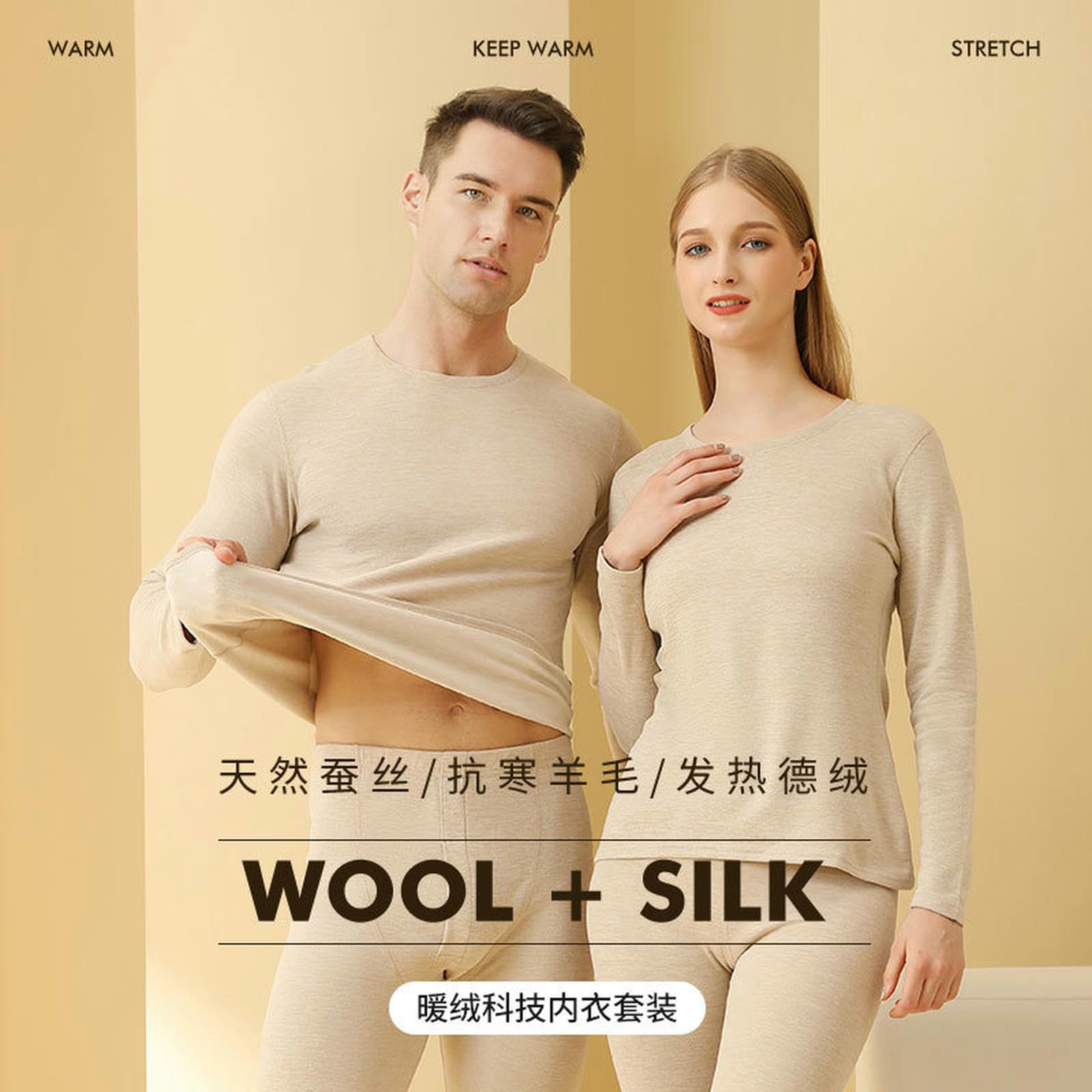 Ropa Interior térmica Cálida De Otoño E Invierno para Hombres Y Mujeres, Calzoncillos Largos Trajes Interiores Lana Seda -Gris Tinta-XL (110-130 Libras)