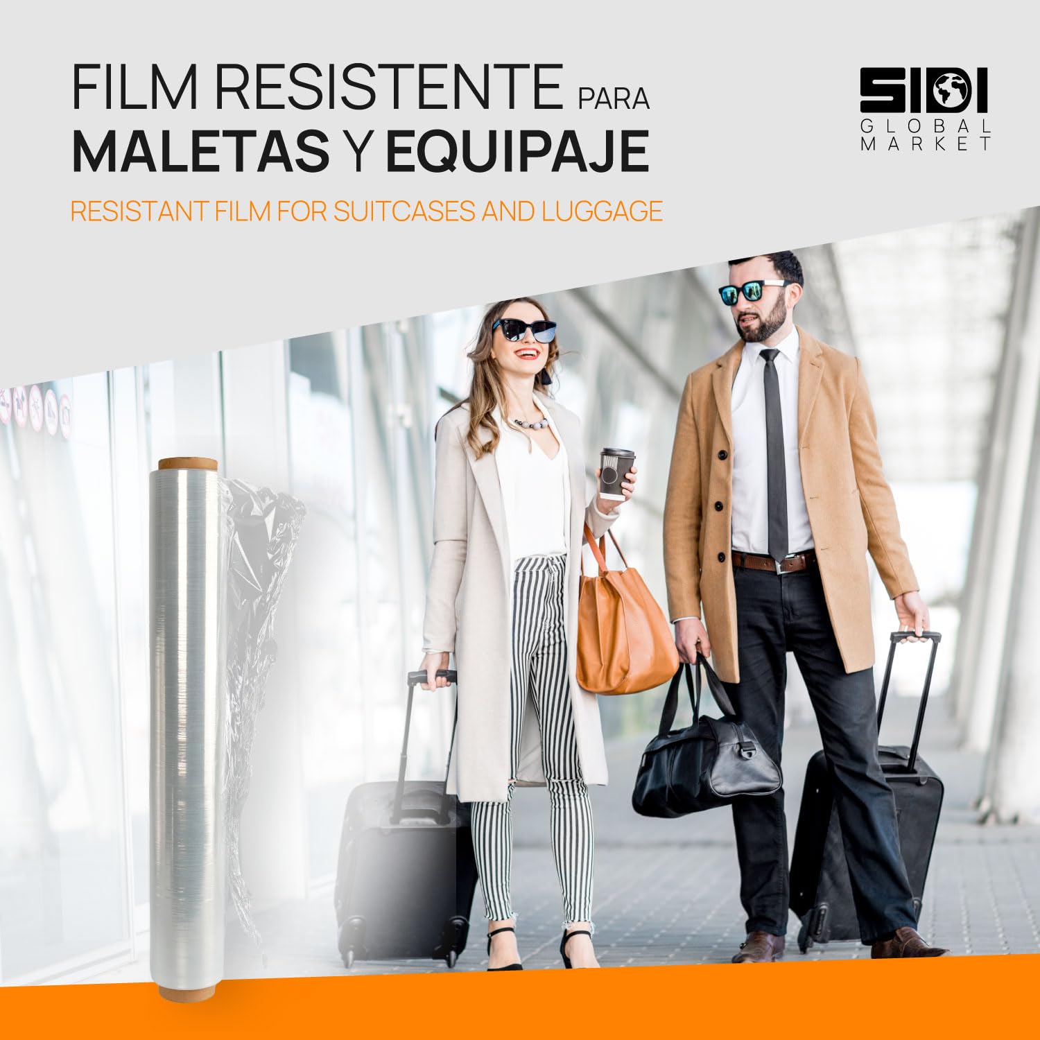 Film Blanco para Embalar, Film, Papel Film, Rollo de Plastico Protector Muebles, Cajas Mudanza, Plastico Cubretodo 50 x 110 m estirables - SIDI (1 und, Blanco)