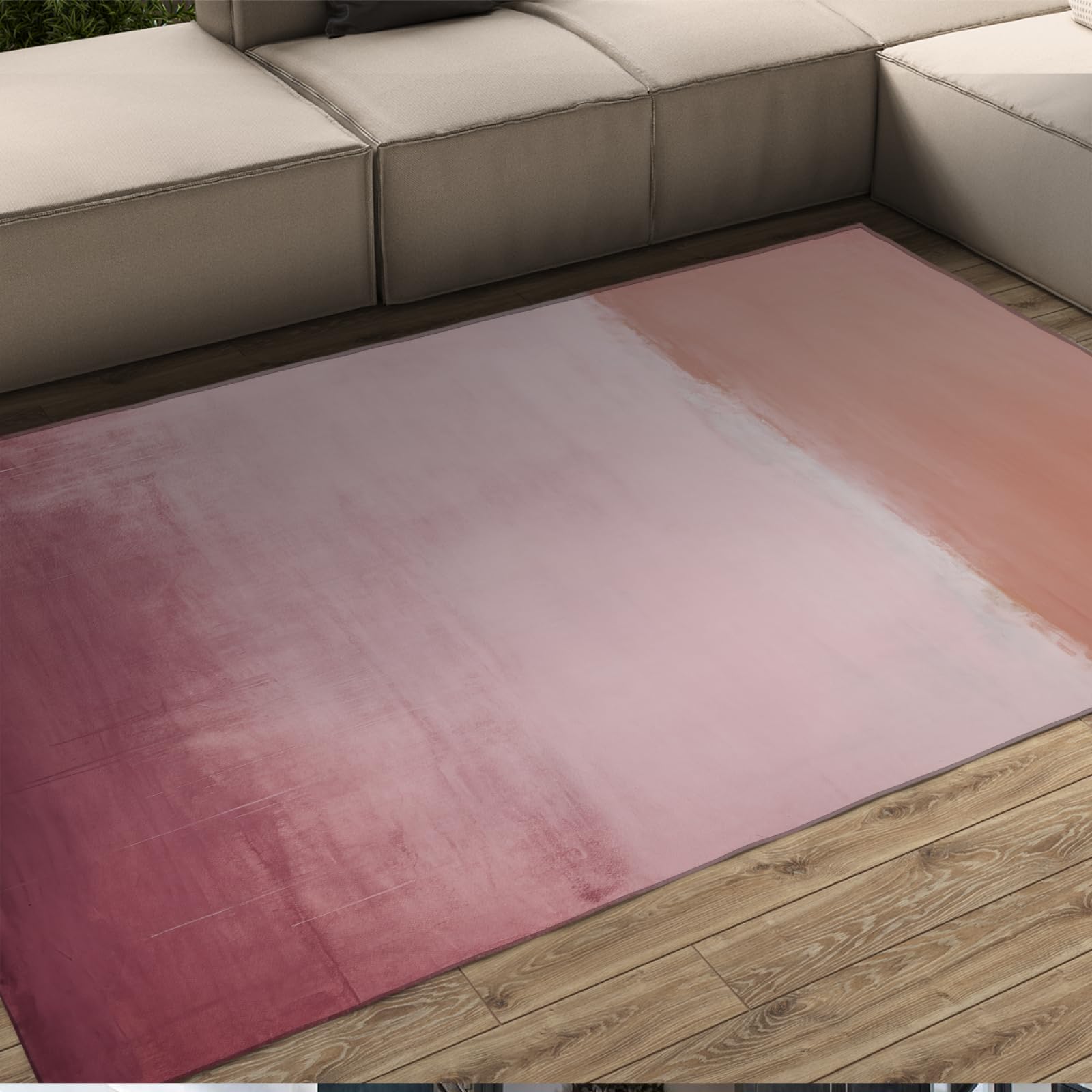Tapis de style Mark Rothko vintage rose au design nordique épuré