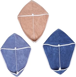 FRCOLOR Toalha De Cabelo Seco Toalhas De Cabelo De Microfibra Toalha De Secagem Rápida Toalha De Microfibra Para Cabelo 3Pcs Envoltório De Cabelo Turbante Chapéu De Banho Chapéu De Banho