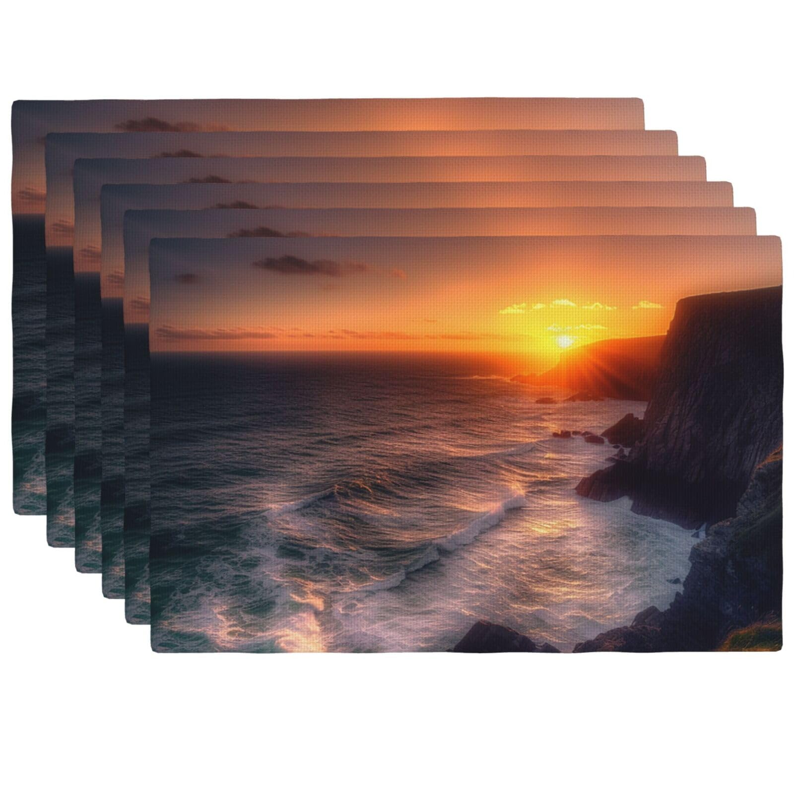 Napperons de table paysage marin haut de gamme en lin synthétique 45x30cm