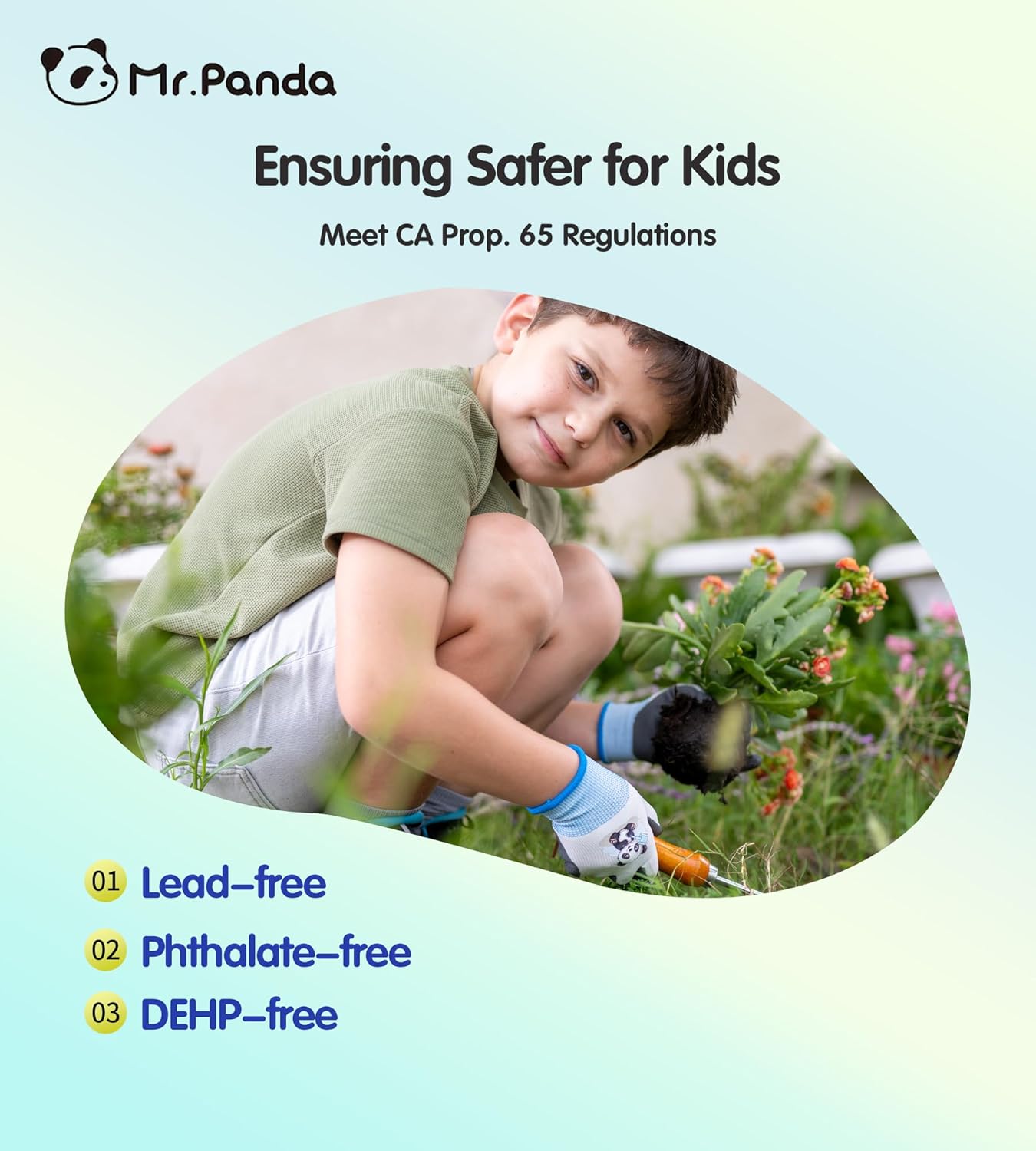 Mr.Panda 3 Pairs Skin-Friendly kids gardening gloves for Age 5-7, Rubber Coated childrens garden gloves, toddler work gloves, XXS - Image 4