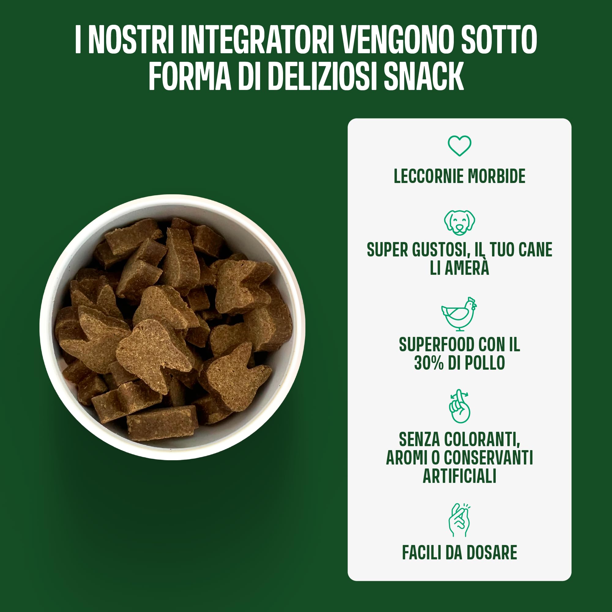 ivvi dental - snack per l'igiene dentale dei cani. Menta, prezzemolo, finocchio, camomilla, olio di cocco, alghe brune. 60 snack con pollo. Favorisce denti sani, alito fresco e gengive sane