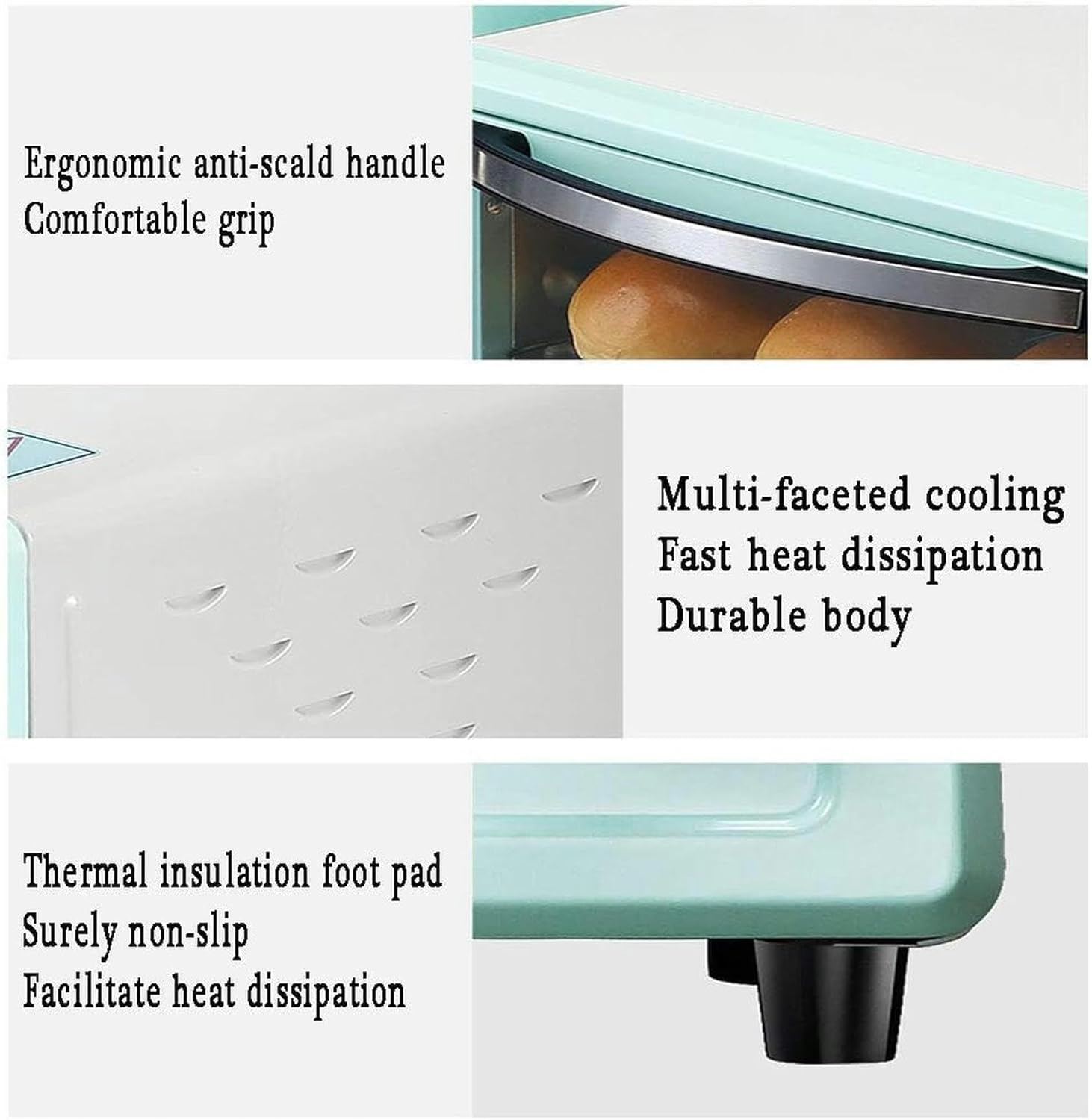 11L Electric Stove, Space Saving, Mini Multifunctional Oven, Adjustable Temperature Desktop Oven with Anti Slip Pad, Easy to Clean Oven Toaster (Color: Mint Green) (Mint G)