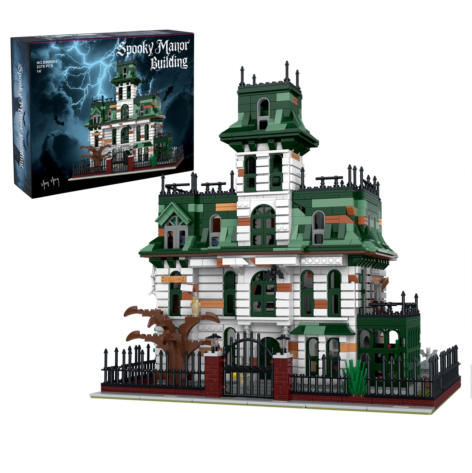 Klemmbausteine Geisterhaus Adams Hunted Mansion Modular Building – 3378 Teile Schlosshaus Architektur Modell, Wohnaccessoire und Geschenk für Erwachsene Kompatibel mit Barweer BWR005
