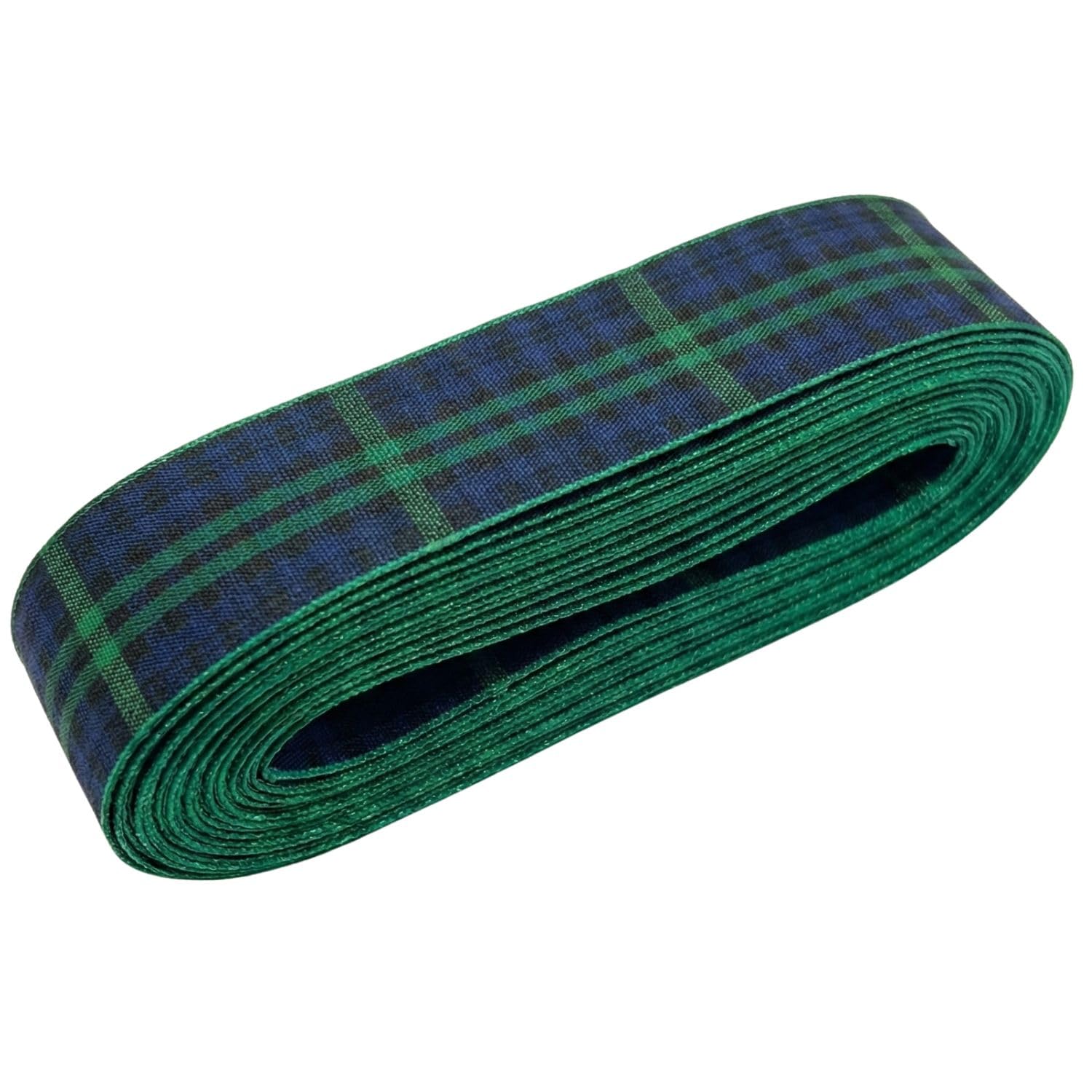 Black Watch Tartan Ribbon 25mm x 10m - Woven Reversible Yarn-Dyed Non-Wired