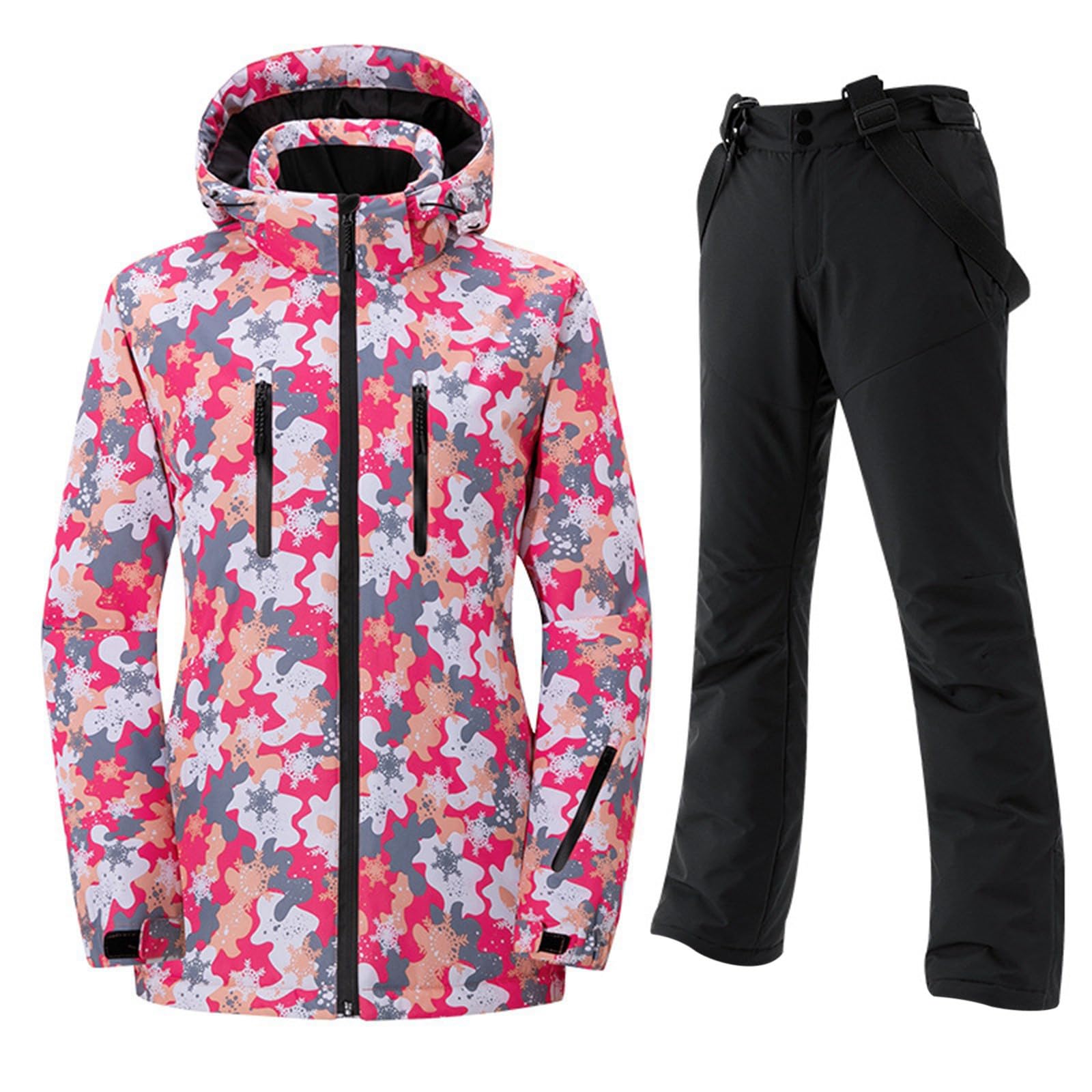 Generisch Set di giacche e pantaloni da sci da uomo e da donna, antivento, isolati, tuta da neve, caldo cappotto da neve