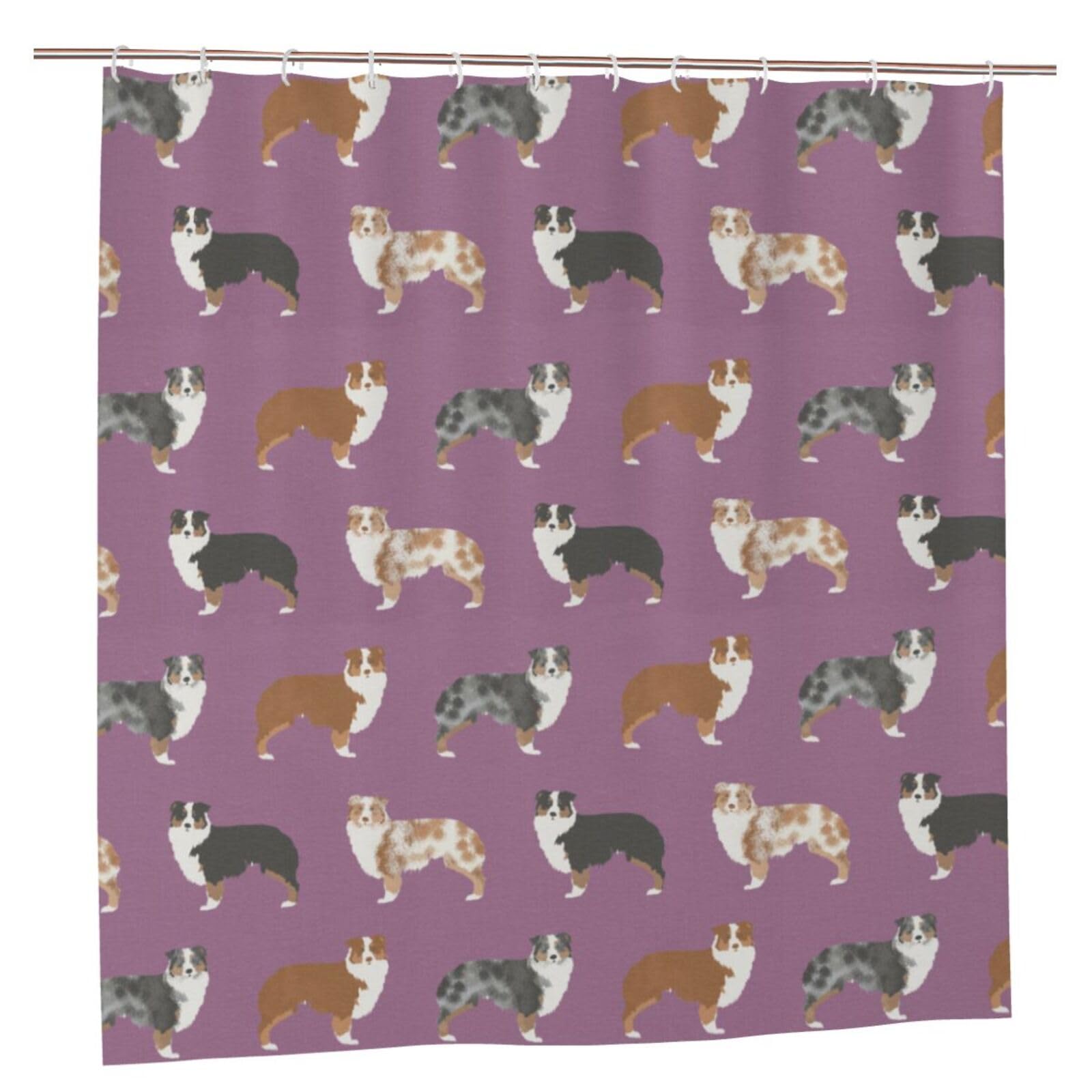 Oudrspo Australian Shepherd Dogs Unique Designer Artwork Shower Curtain 72x72 Inch - Polyester Bathroom Decor with Metal Grommets