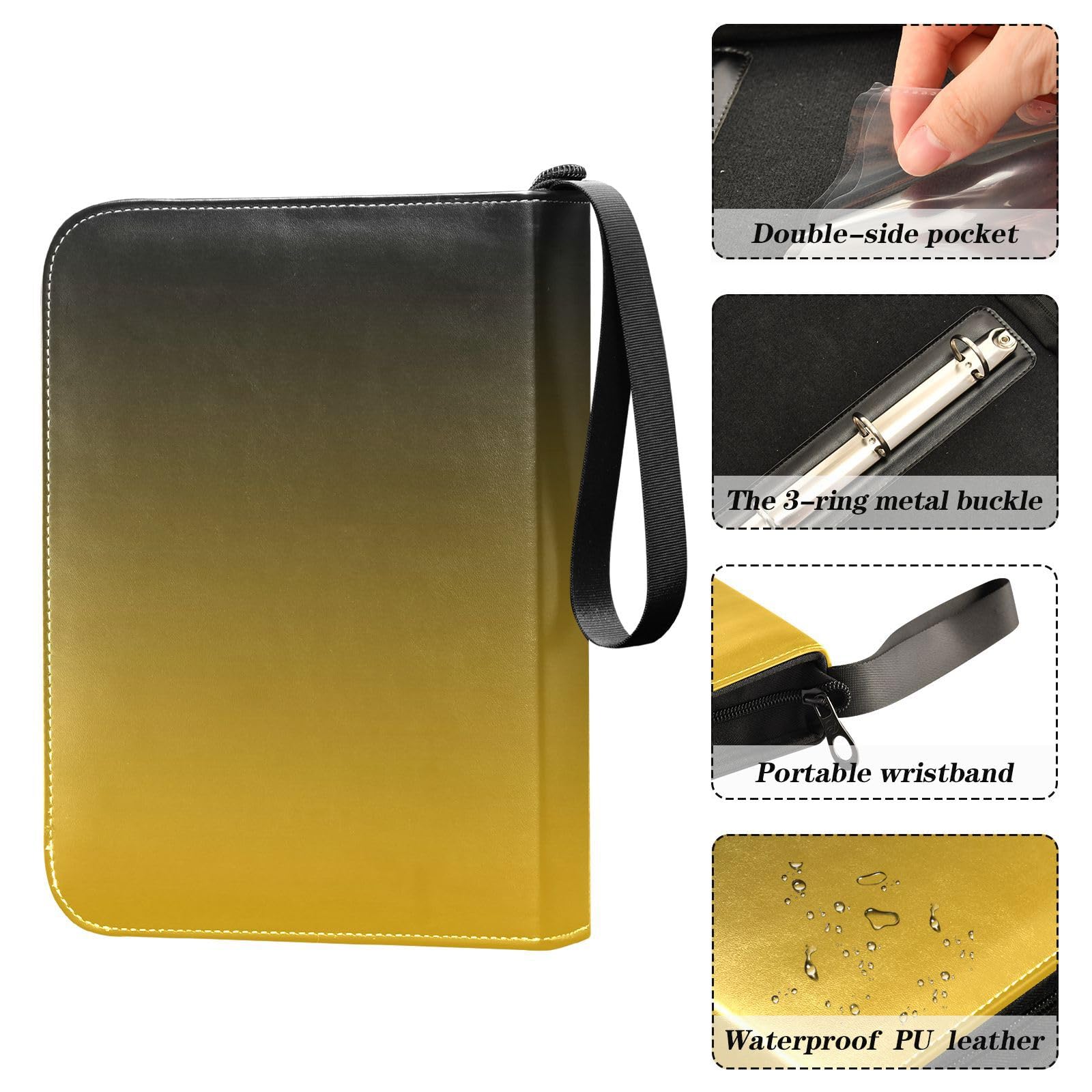 Amazon.com: Yellow Black Gradient Custom Card Binder 400 Pockets  Personalized Trading Card Storage Binder Album with Sleeves Zipper Card  Collection Holder Folder for Sport Cards Game Cards Sleeved Cards : Toys &