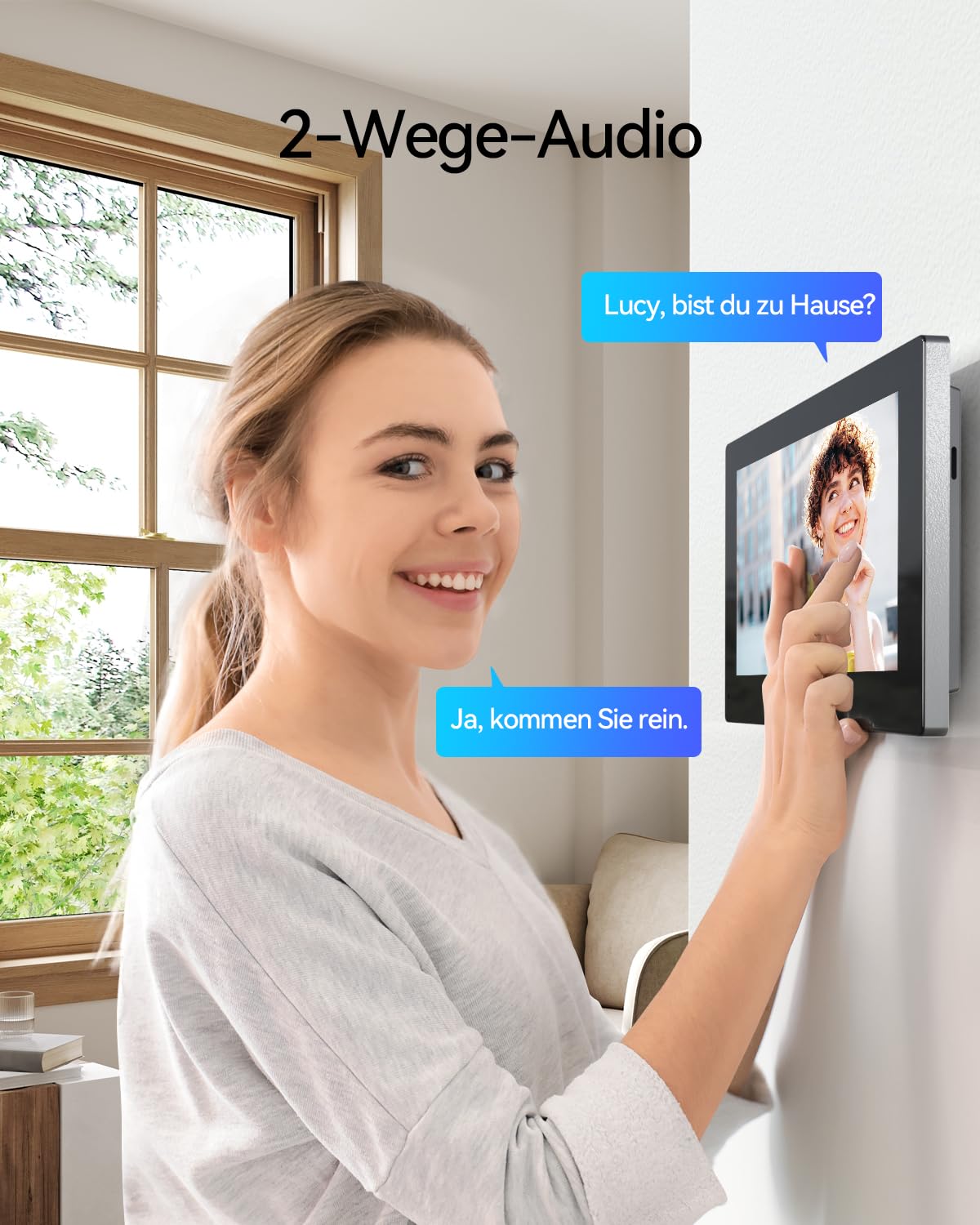 TMEZON WLAN IP Video Türsprechanlage 2 Draht,1080P Türsprechanlage mit Kamera,7''IP Touchscreen,Bewegungserkennung des Menschen,APP/Swipe Card Unlock,Aufnahme und Wiedergabe,1 Familie
