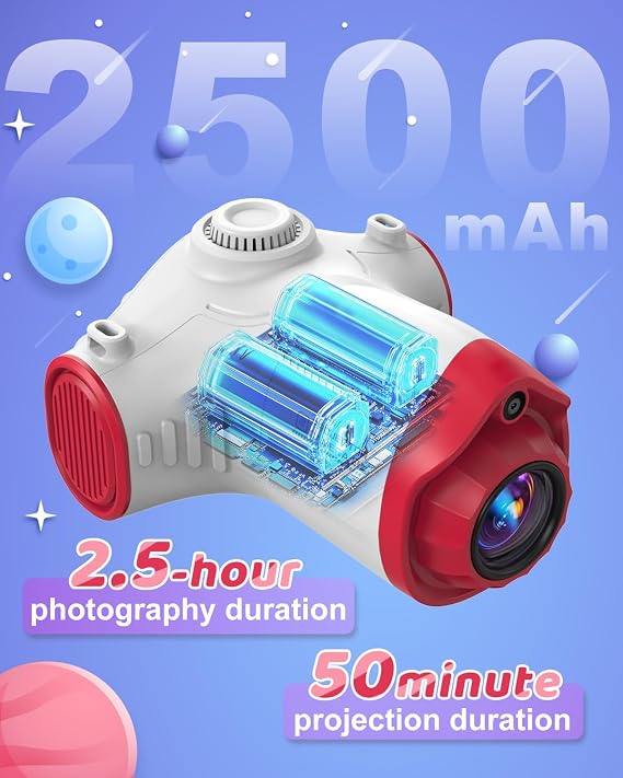 Kids Camera, Camera for Kids with Projector, Offers Projection, 48MP Photography, 1080p Video Recording, Kids Digital Camera Christmas Birthday Gifts for Boys Girls Age 3+ (Red)