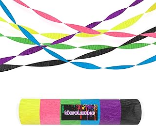 NICROLANDEE Blacklight Party Decorations，6 Rolls 80's Party Crepe Paper Neon Streamers for Birthday, Back to The 80s Party, 1980s Throwback Birthday, Hip Hop Party, Rock Hippie Party Supplies