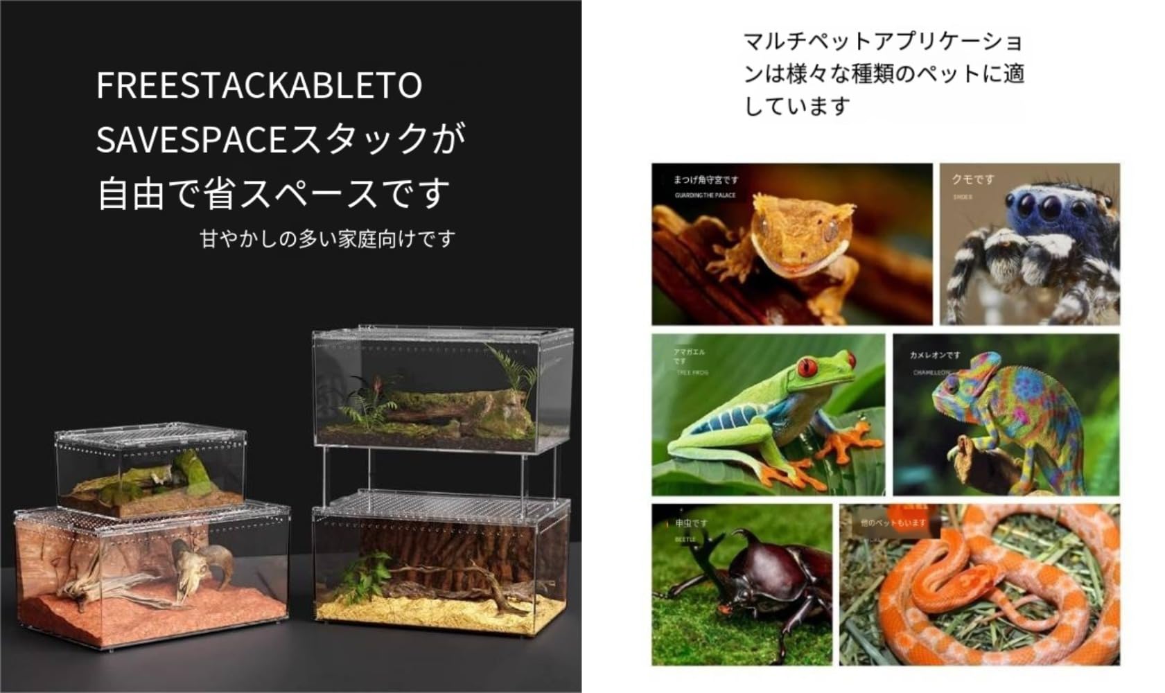 Amazon | Heuitgs 爬虫類 ケージ アクリル製 透明 飼育ケース