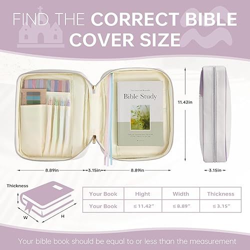 Miniatura 2 de Funda para la Biblia, funda para libro de la Biblia para mujer, funda de transporte de lona, protector de libros, fundas acolchadas de cuero vegano,