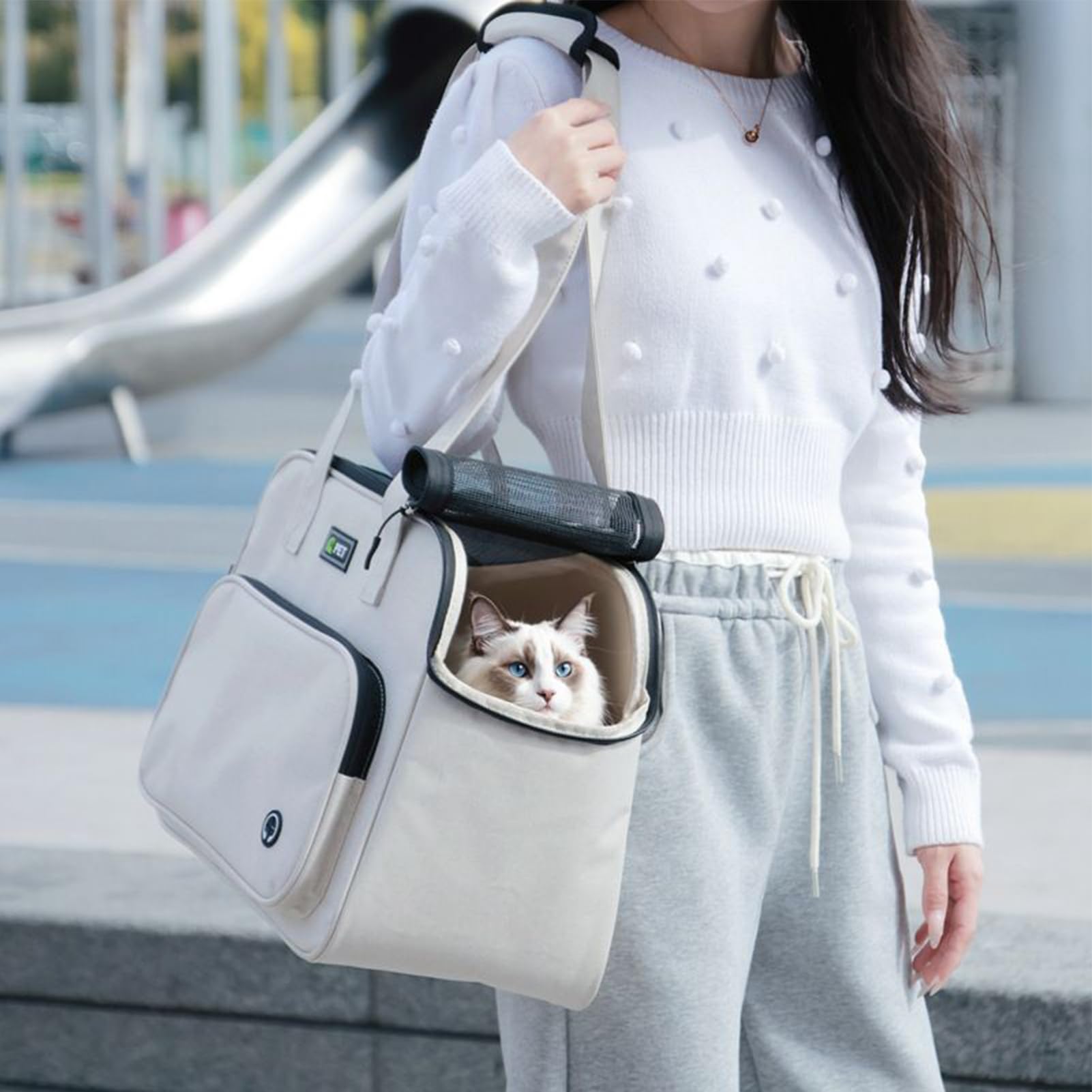 Bolsa de transporte para perros - Bolsa de transporte suave con grandes compartimentos - Cómoda bolsa de transporte para perros pequeños | Para compras diarias, paseos, parque, excursiones, viajes