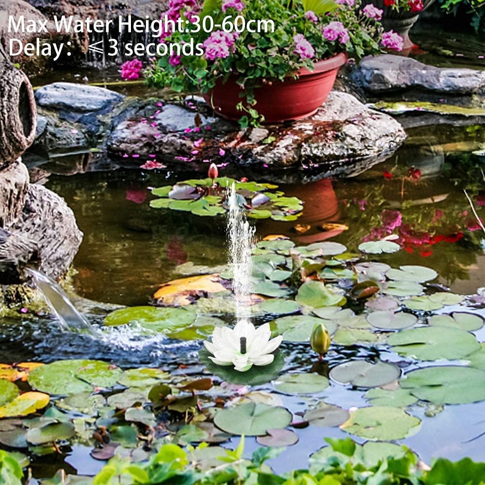 1.2W /1.5W Lotus Solar Fountain Pump Solar Water Pump with 5/6 Nozzles, Solar Garden Pond Pump for Water Feature, Fountain, Pool, Bird Bath, Garden Decoration, Water Cycling Pond Fountain Decor