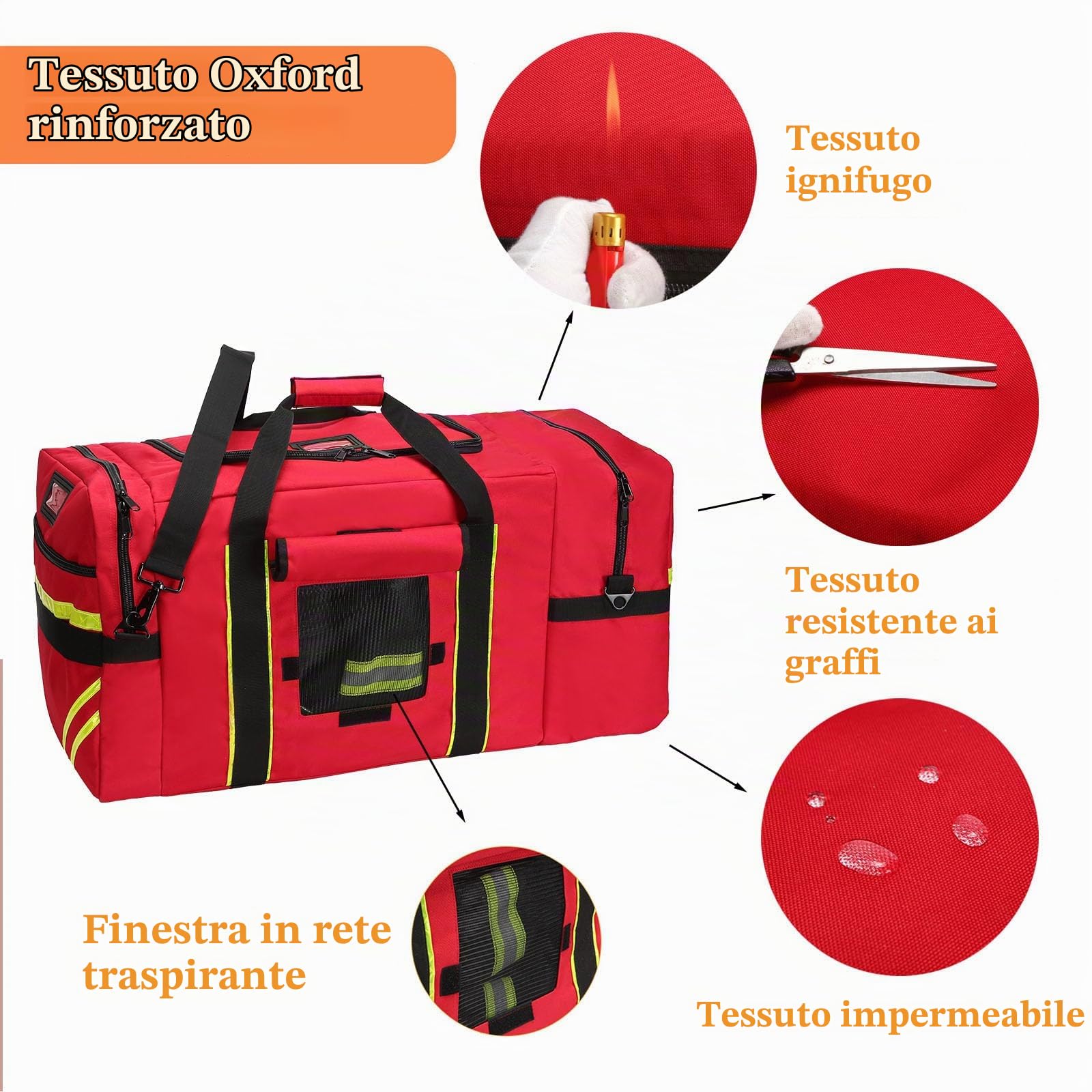 Borsa professionale di primo soccorso, borsa medica grande con riflettente, per paramedici, vigili del fuoco, EMT ed eventi di emergenza