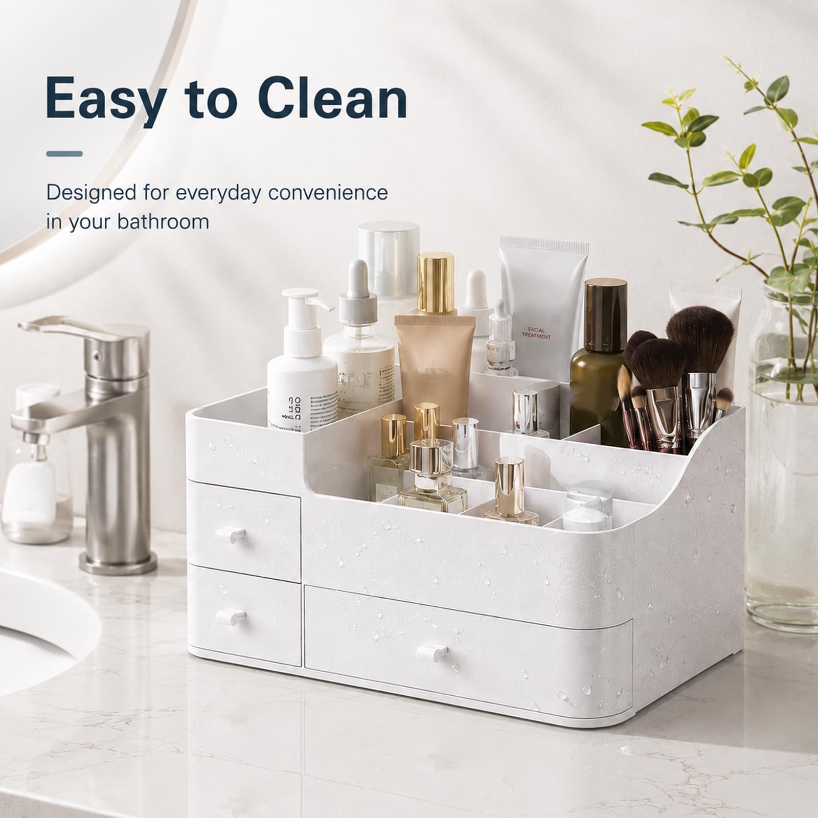 Organizador de maquillaje con cajones, organizador de baño de gran capacidad para encimera, tocador o dormitorio, ideal para cosméticos, perfumes, brochas, sombras, pintalabios y esmaltes