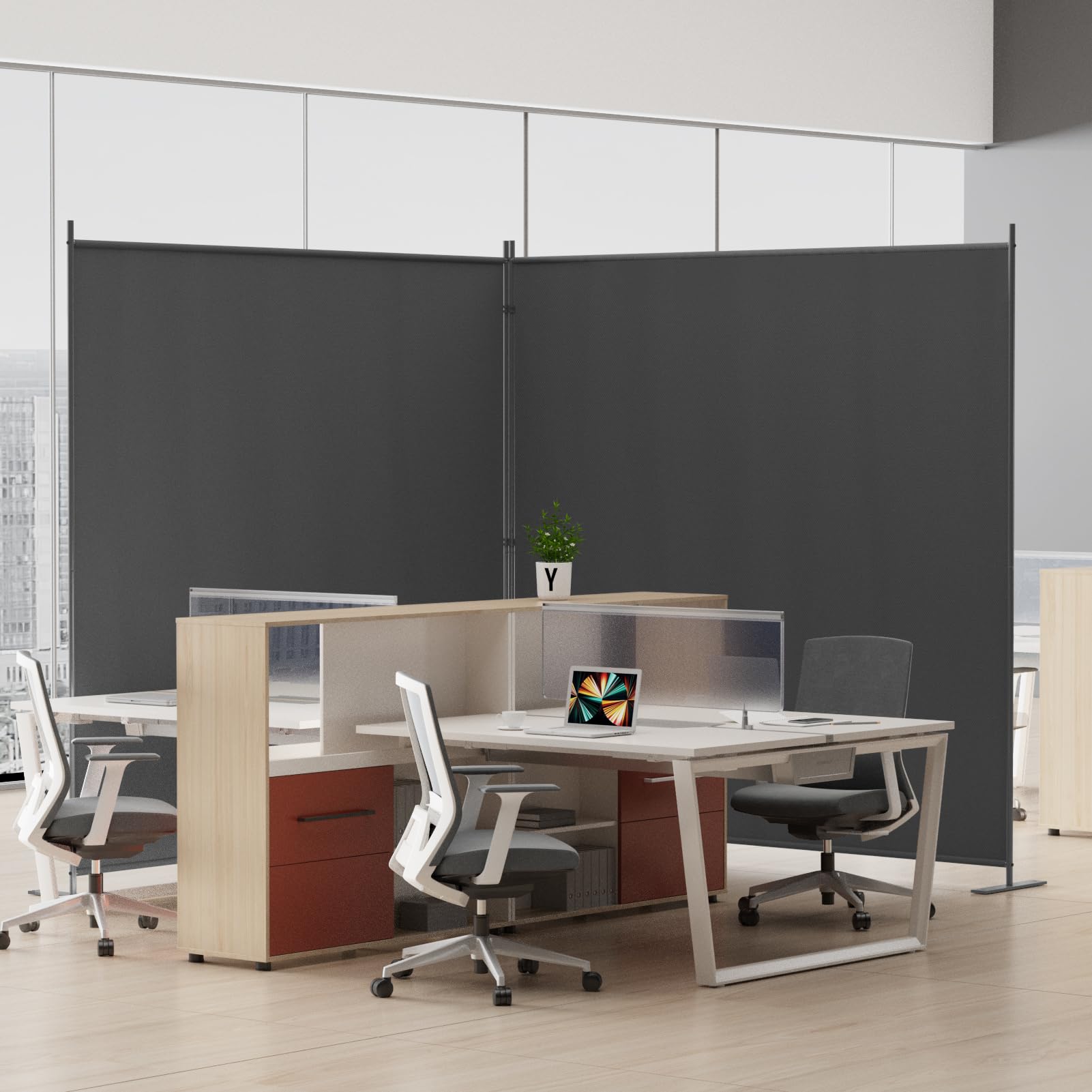 Helios&Hestia Cloison de séparation d'intérieur pliable à 2 panneaux de 1,8 m de haut, écran d'intimité portable, séparateur de séparation autonome, séparation temporaire du mur pour chambre à