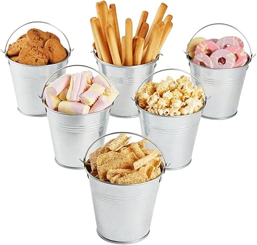 Mini Tinplate Metal Bucket Icing French Fries Tin Pails -