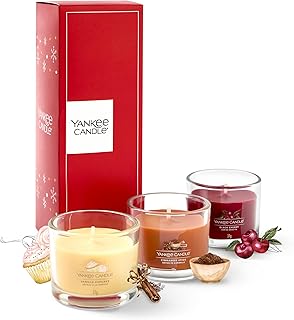 Yankee Candle Set de bougies parfumées | 3 bougies votives parfumées miniatures | Mélange de cire de soja | Cadeaux de Noël parfaits pour les femmes