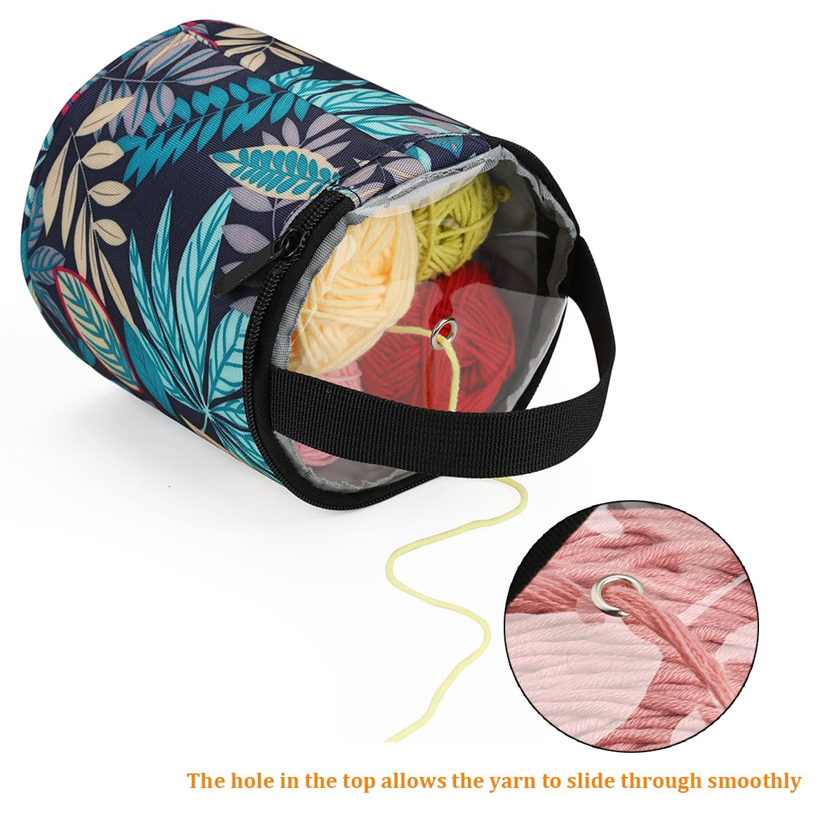 Mini bolsa de almacenamiento de hilo de tamaño pequeño para ganchillo con agujeros, bolsas de punto redondas vacías, soporte de hilo portátil, perfecto para viajes, principiantes y ganchillo
