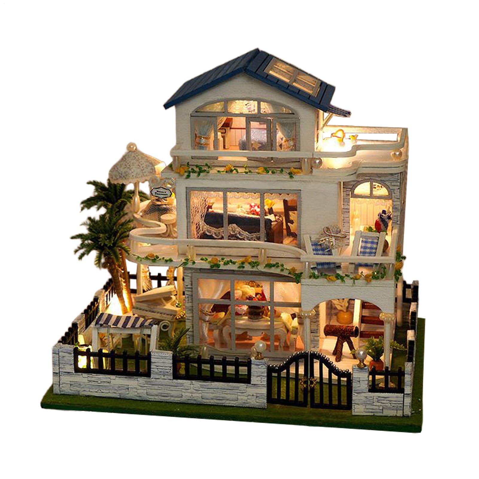 Kit per Creare Case in Miniatura | Modello 3D di Villa in Legno da Costruire con Luci LED,Set Creativi Fatti a Mano per Decorazione Casa Ragazzi Ragazze Adulti Famiglia Amici