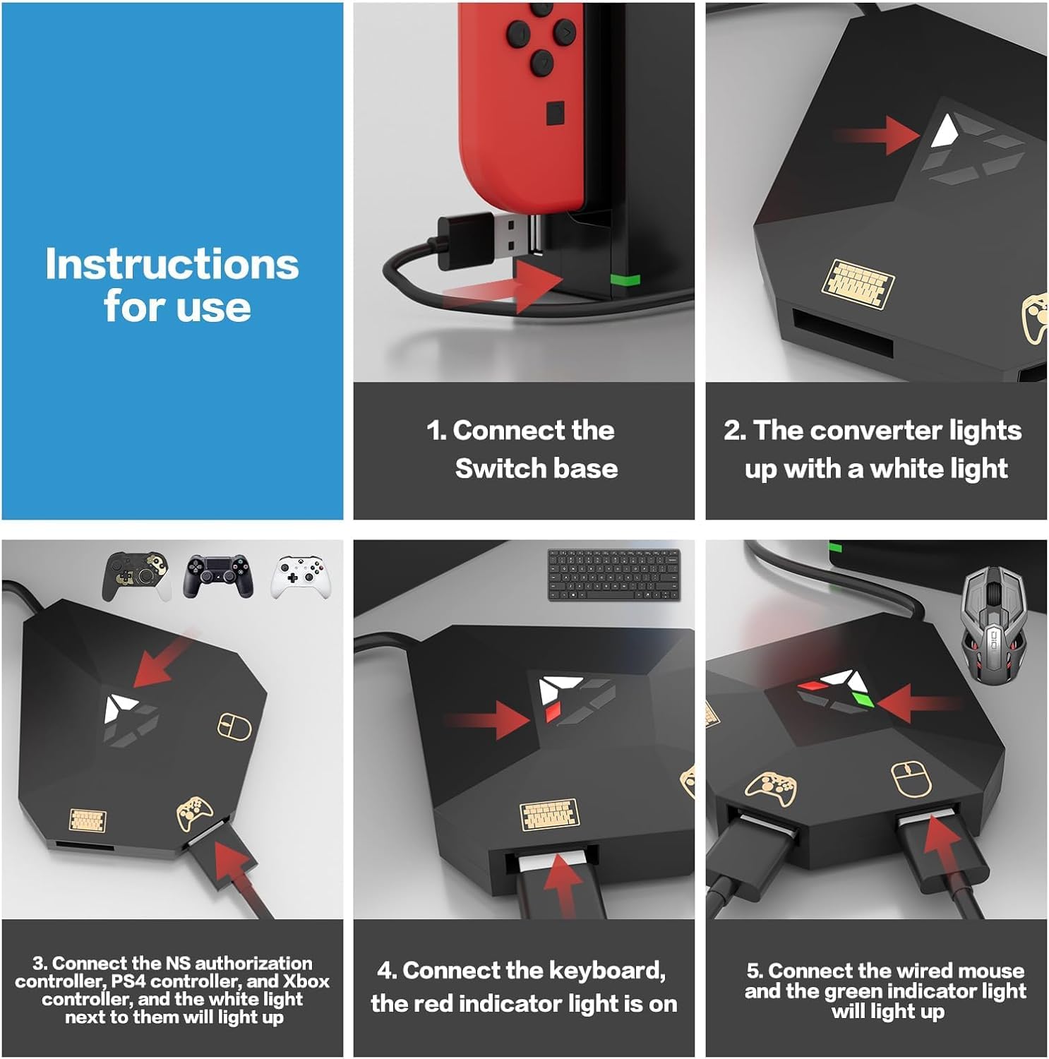 Amazon.com: ECHZOVE Keyboard and Mouse Adapter for Nintendo Switch