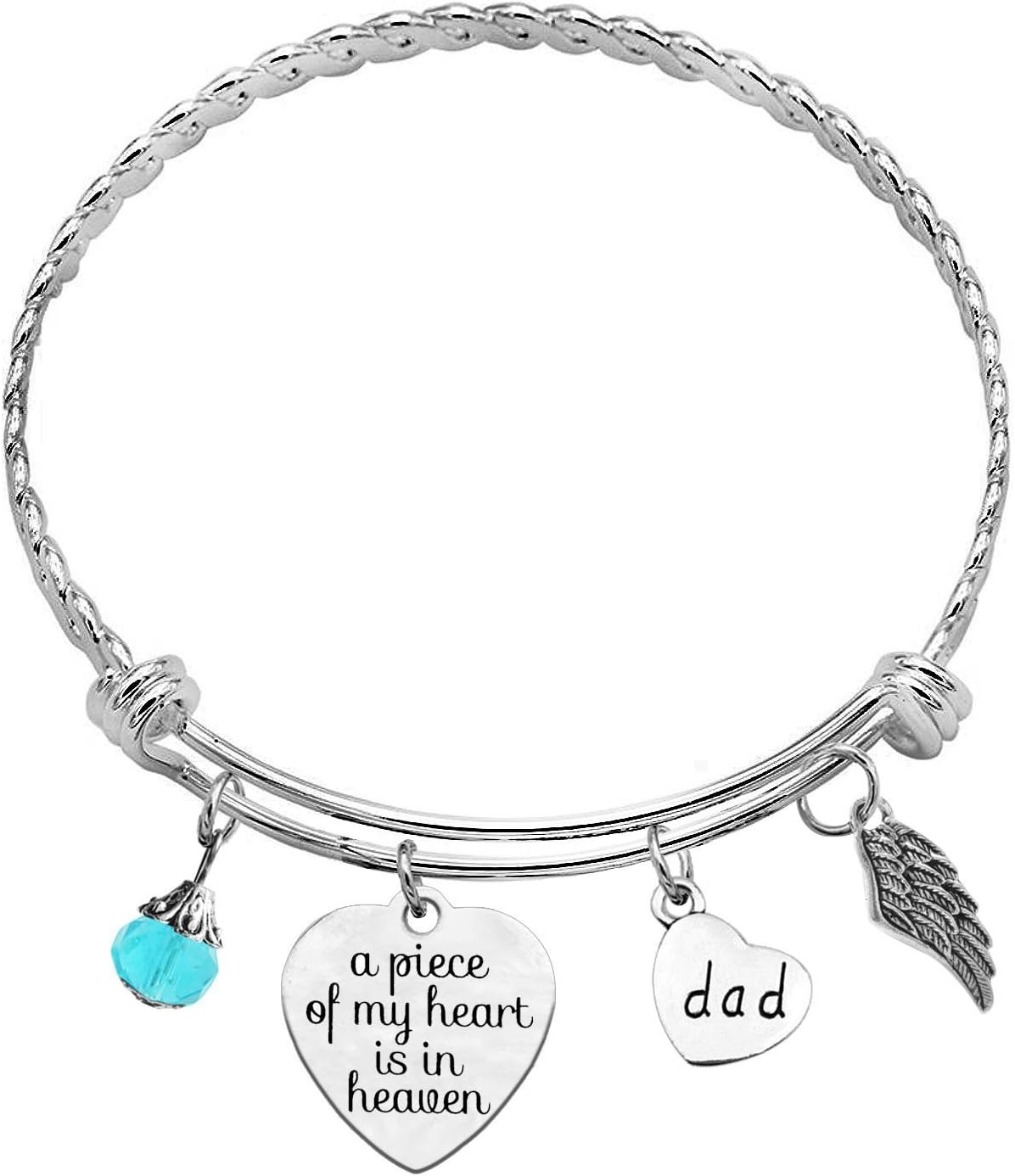 TISDAMemorial Jewelry,A Piece of My Heart is in Heaven Bracelet in Memory of Mom,Dad,Aunt,Grandma,Son,Sister,Uncle,Daughter,Grandpa Memorial Gift