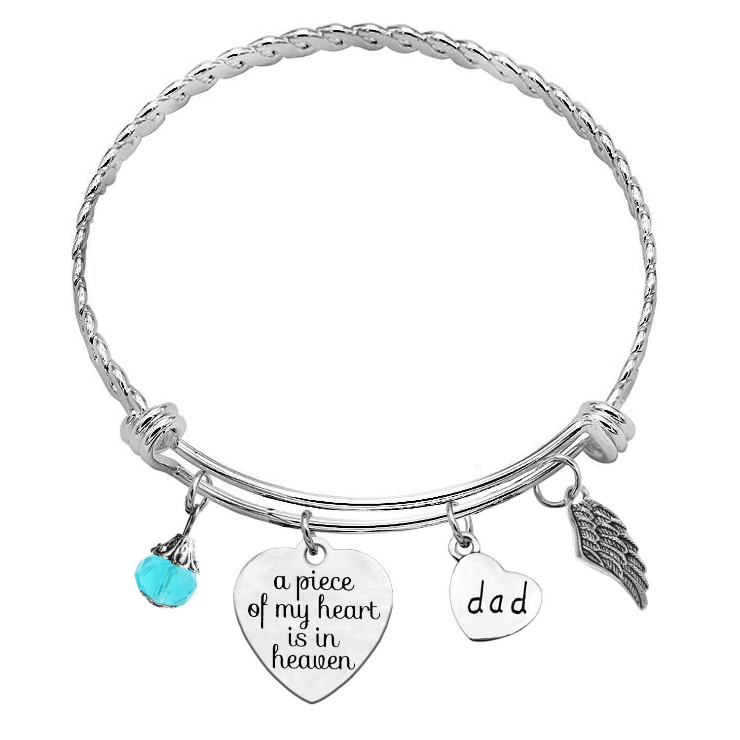 TISDAMemorial Jewelry,A Piece of My Heart is in Heaven Bracelet in Memory of Mom,Dad,Aunt,Grandma,Son,Sister,Uncle,Daughter,Grandpa Memorial Gift