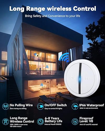 Miniatura 4 de ELECTOP - Interruptores inalámbricos para luces, interruptor magnético de luz de control remoto multivía, sin cable, interruptor de panel