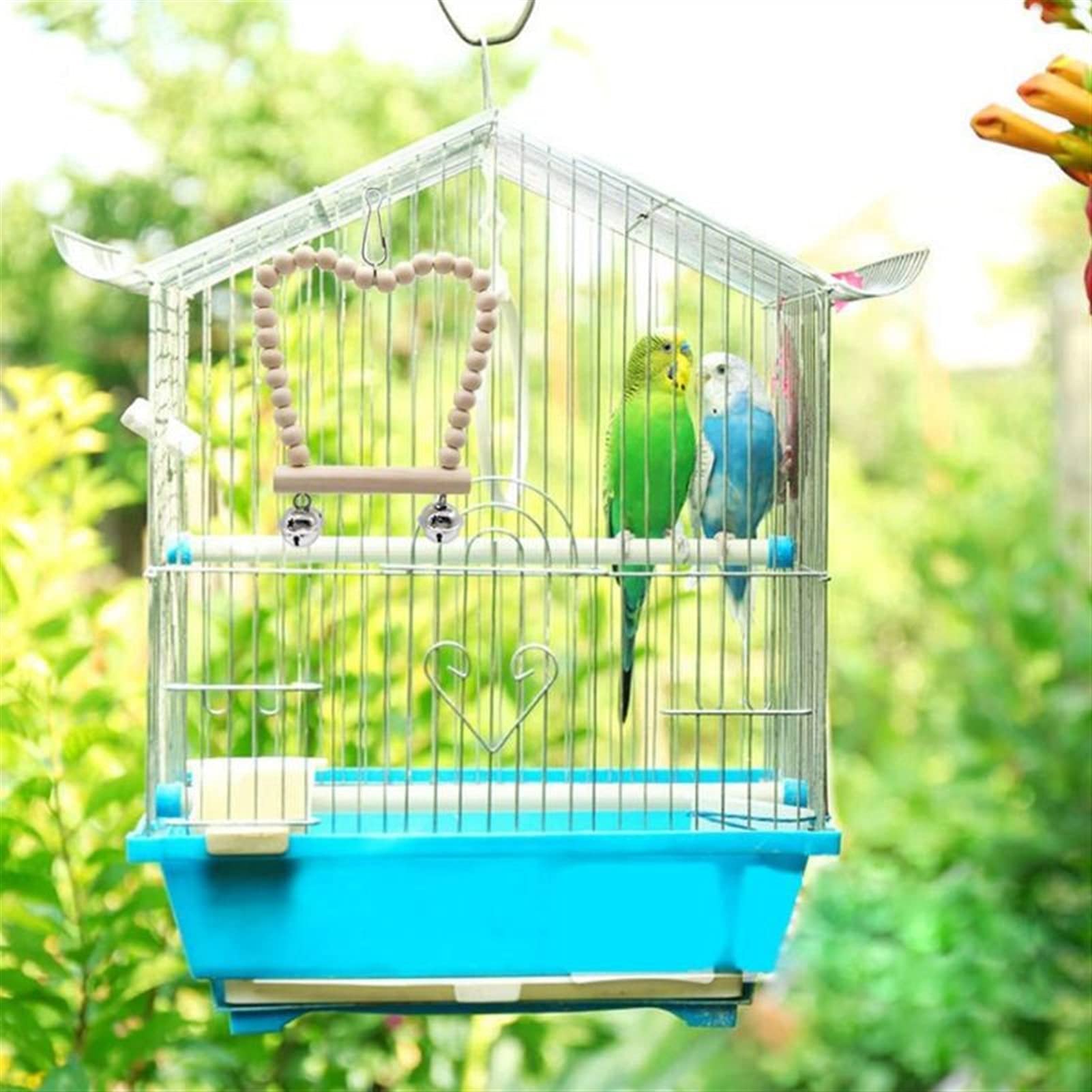 Vogelspielzeug 8 Teile/Satz Vogel Papagei Swing Chew Spielwaren Natürliches Holz Hängende Glocke Vögel Käfig Spielzeug Für kleine Sittichets Cockatiels Vogelbedarf