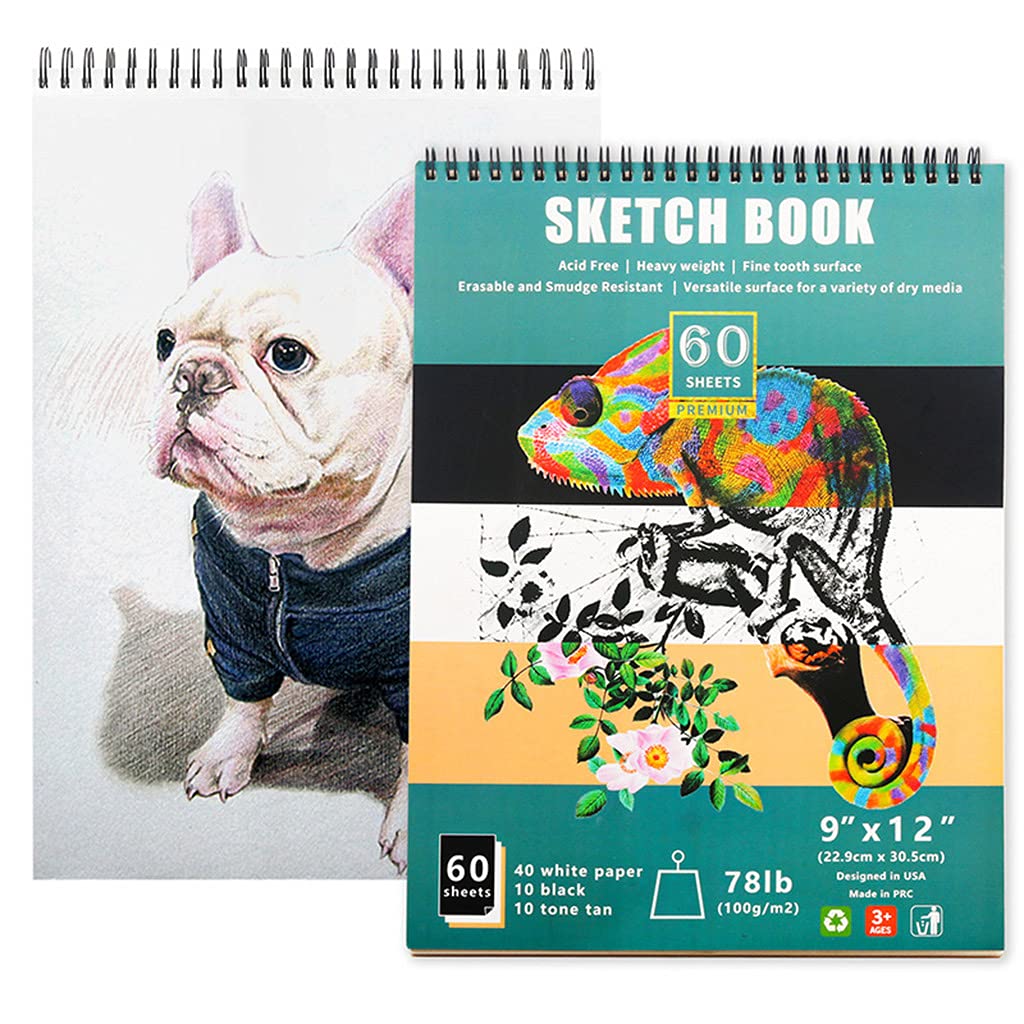 60 fogli per ogni album da disegno, ideale per adulti, facile girare le pagine e disegnare con tre colori di carta