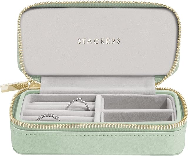 Stackers Sage Green Medium Travel Jewellery Box