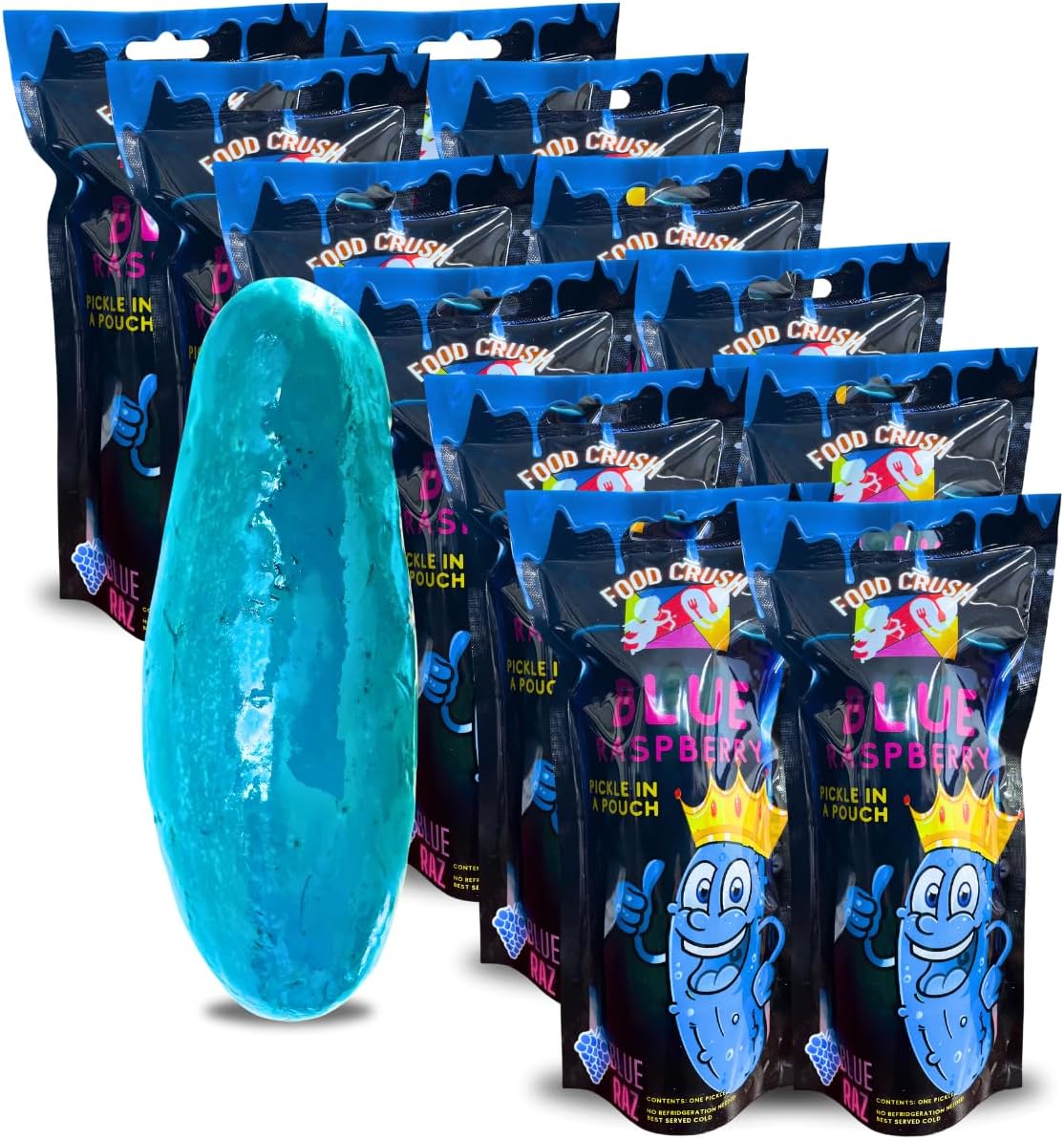 Blue Raspberry Pickles In A Pouch-Blue Raz Single Pickle In A Pouch X 12-Bulk Wholesale. Used for Pickle Kits from Tiktok by Food Crush
