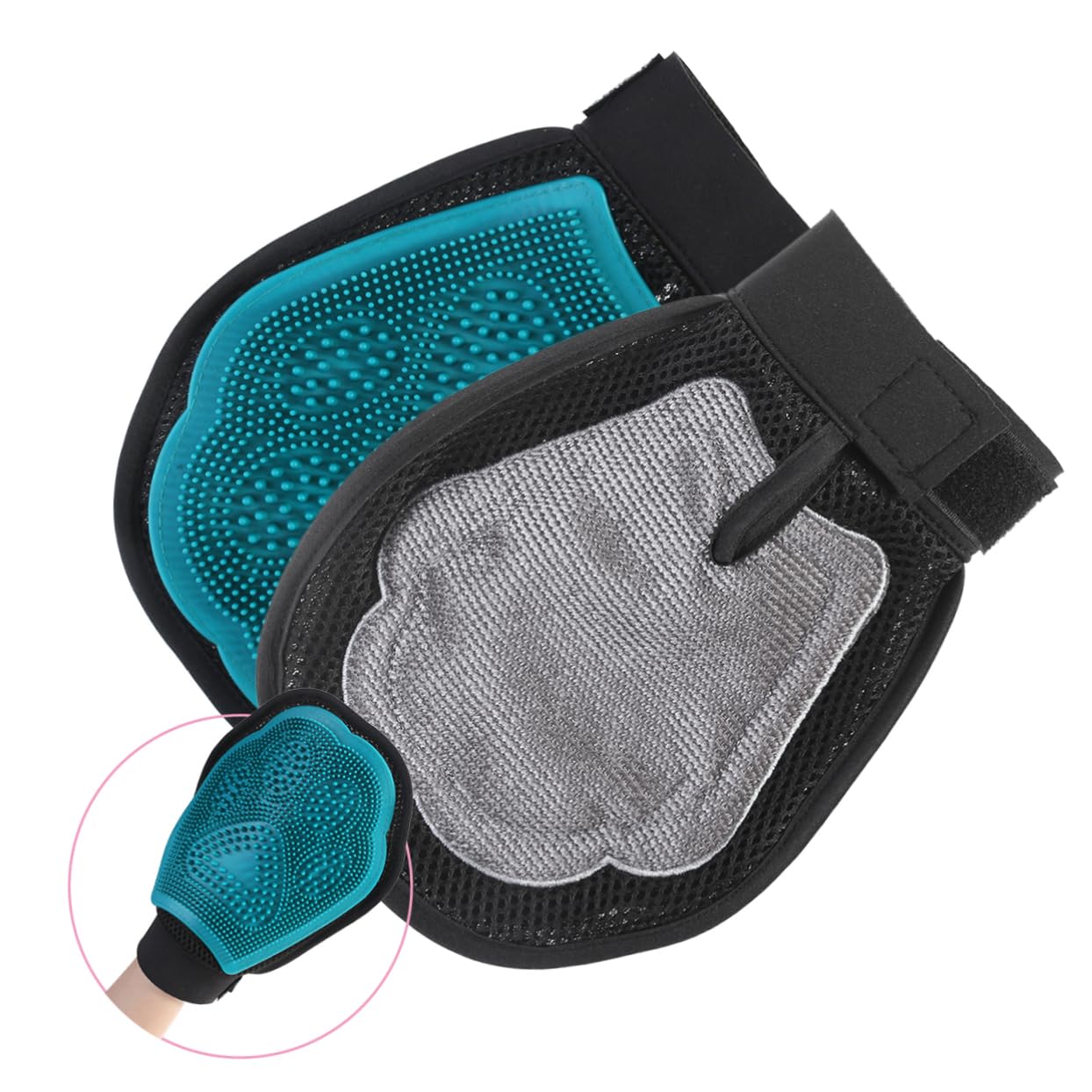 SEWOART Pet Grooming Gloves Gentle Deshedding Glove for Dogs Cats Comfortable Padding Easy to Use Blue Black