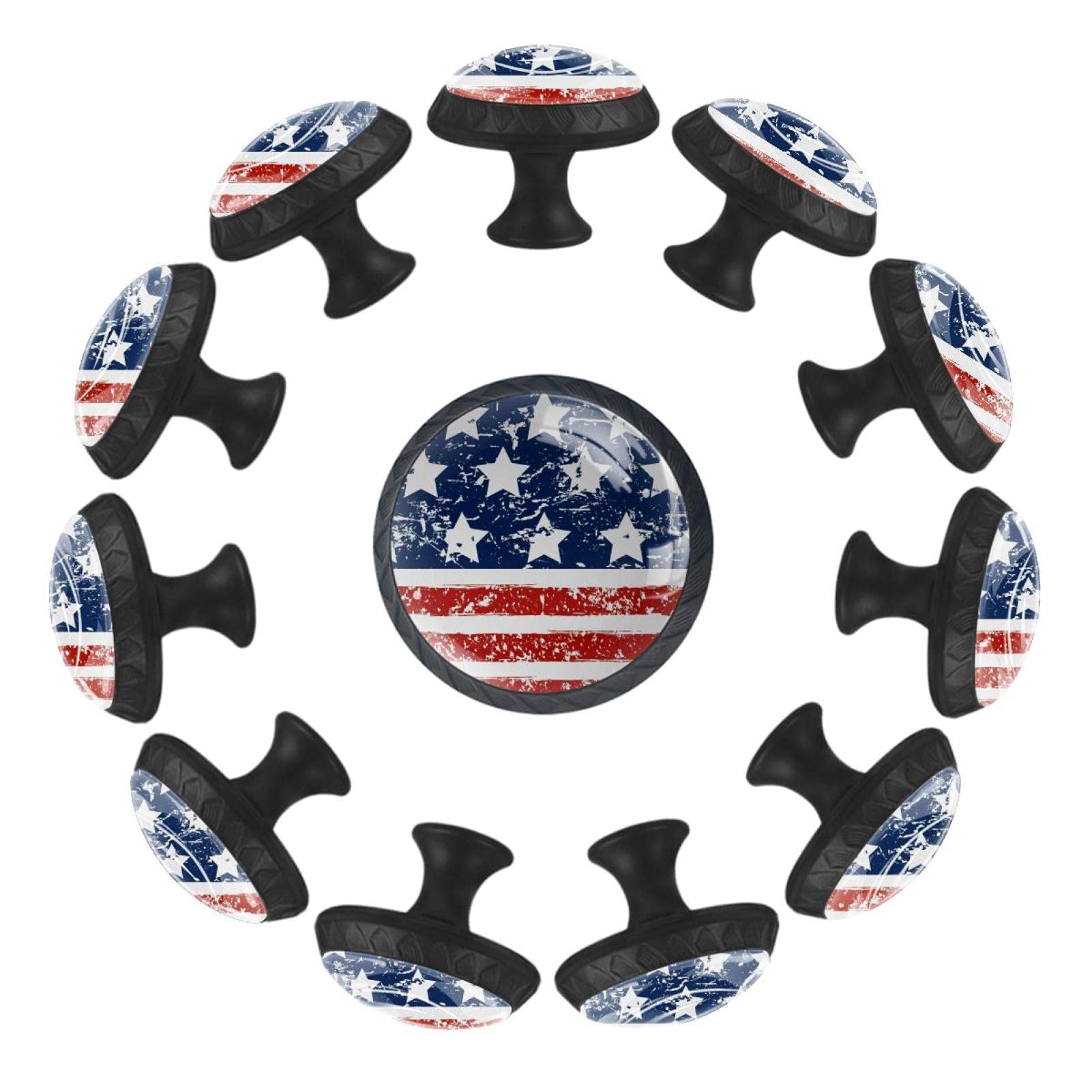 Boutons de tiroir ronds Happy 4th of July en lot de 12 pour commode enfant