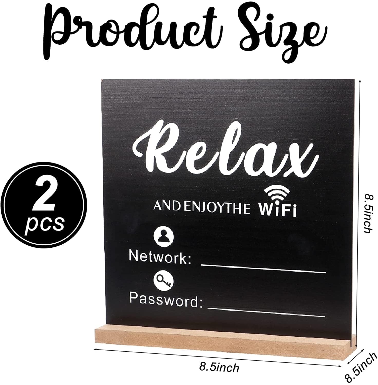 Produktbild von Holz WLAN Passwortschild Mit Ständer - Abwischbare Kreidetafel Für Gäste, 12.7x10cm