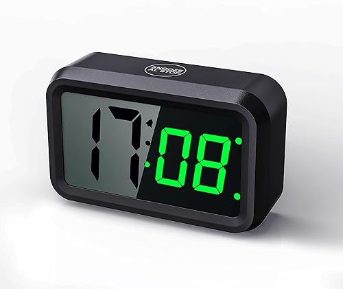 Reloj despertador digital a pilas con pantalla LCDLED única, reloj pequeño inalámbrico visible por la noche para dormitorio, pared, viajes (pantalla
