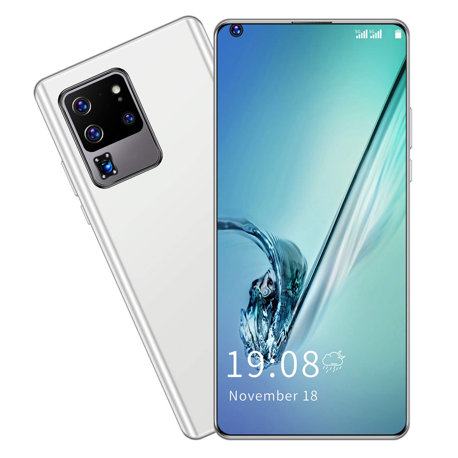 S30U PRO Unlocked Smartphones丨6.82-Inch HD Perforated Full Screen丨Android Cell Phone丨MTK6580P丨2GB+16GB丨APP Face Fingerprint Unlocking丨Dual Card Dual Standby丨WIFI+BT+FM+GPS(white)