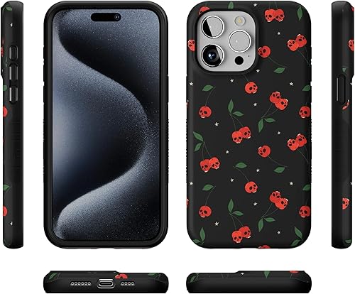 Vista 286 de Casely Funda para iPhone 15 Pro Jardín Secreto Flores mixtas Funda atrevida Compatible con MagSafe y botón de acción Jardín Secreto Floral
