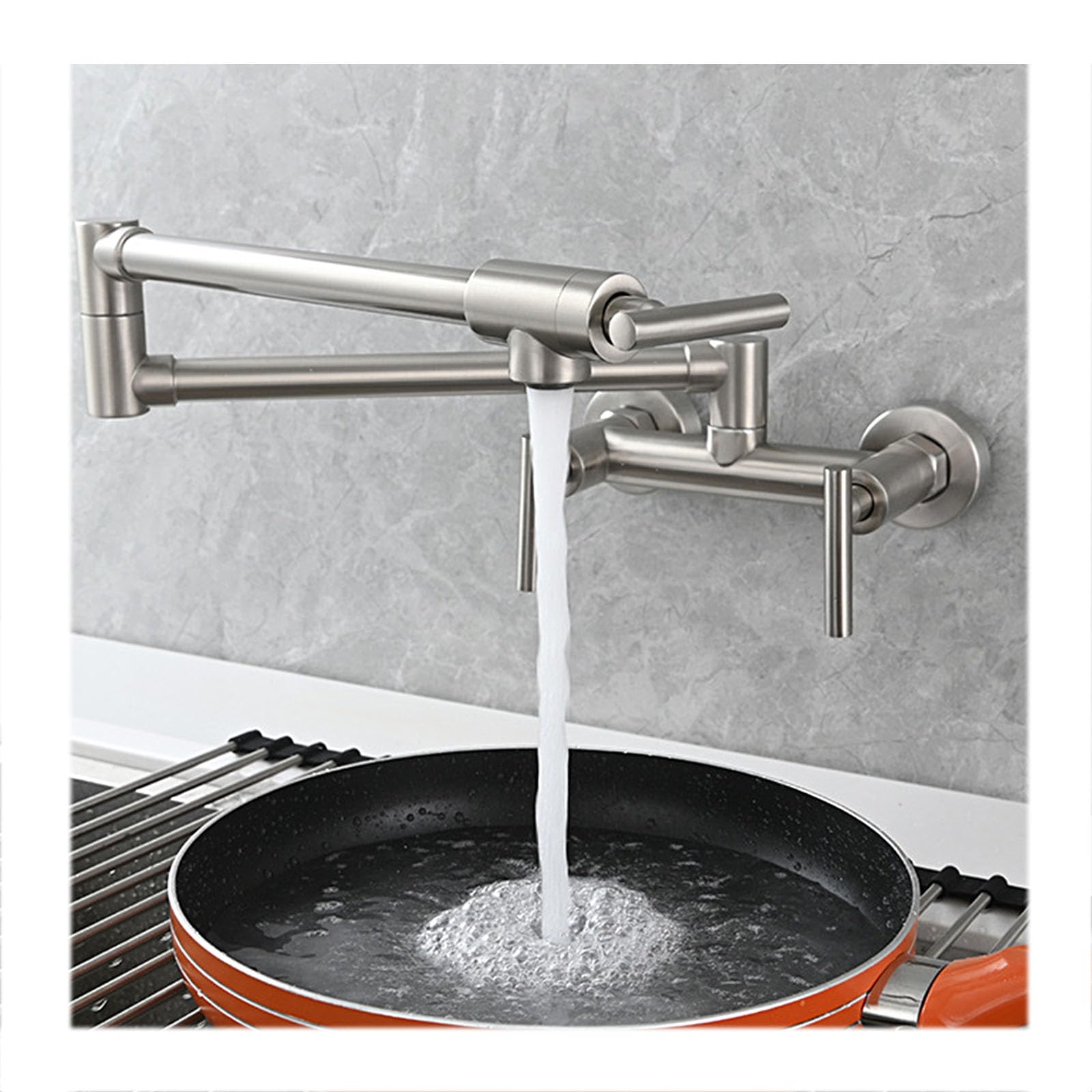 Robinet de cuisine pliable mural en laiton chromé pour évier - 6